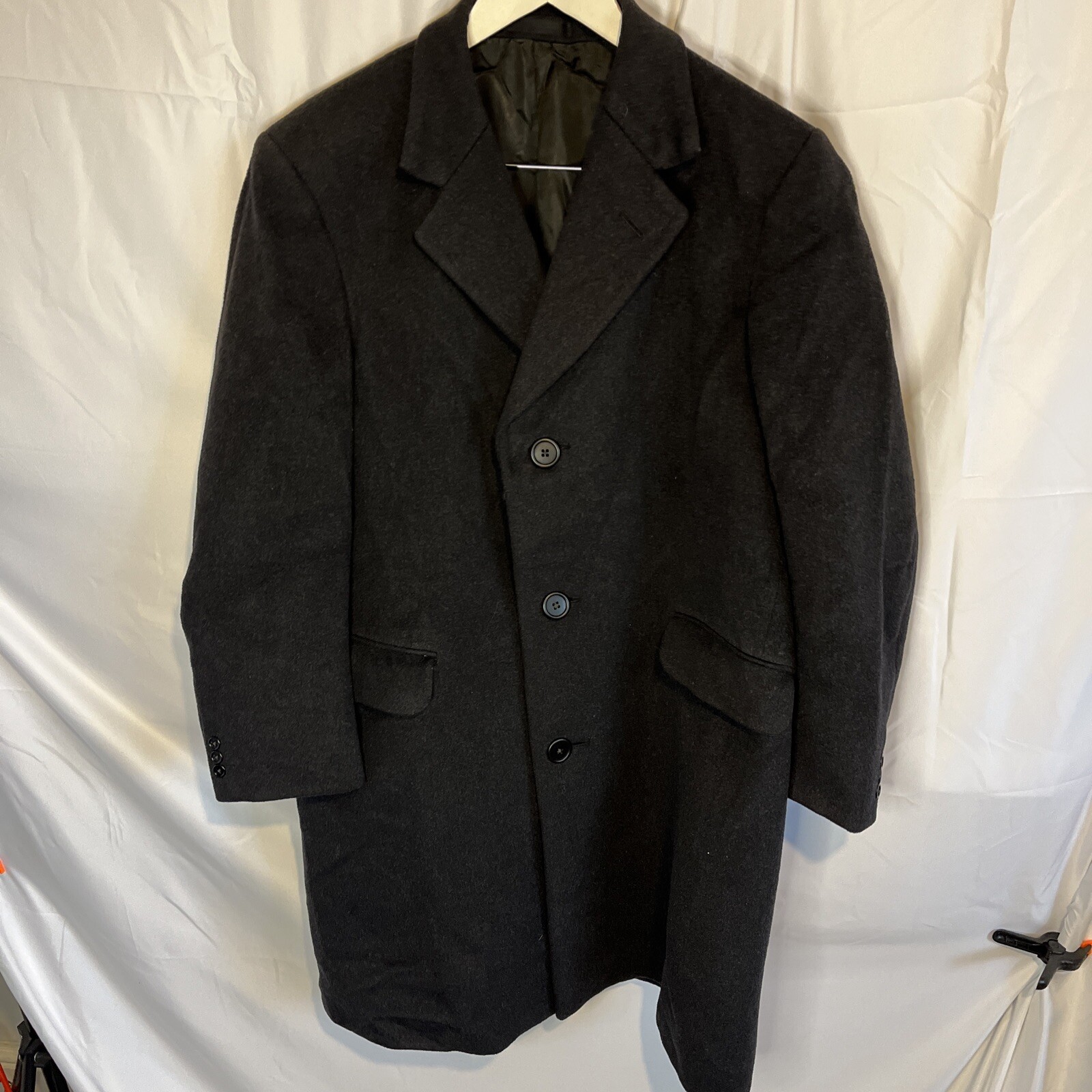 Austin Reed Rodex Of London Long Mens Wool Cashmere Overcoat 44” Black