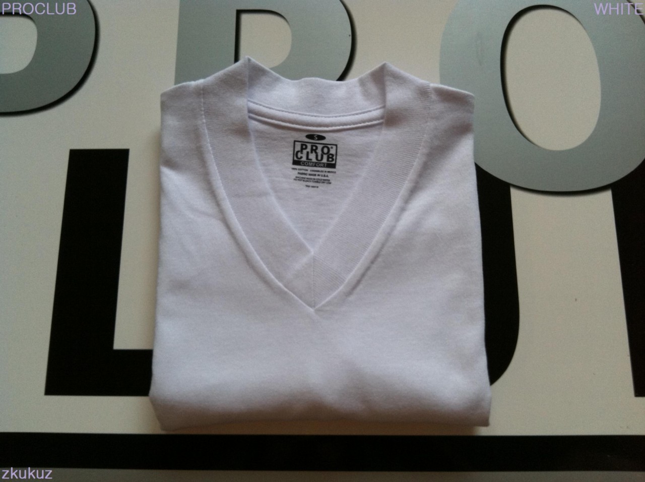 2 NEW PROCLUB V-NECK T-SHIRT COMFORT WHITE BLANK PLAIN PRO CLUB S-3XL 2PC