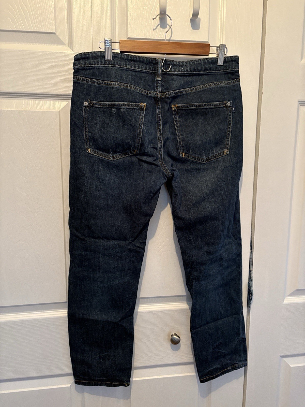 Pilcro Women’s Dark Wash Distressed Boyfriend Jeans Cotton 5-Pocket Denim