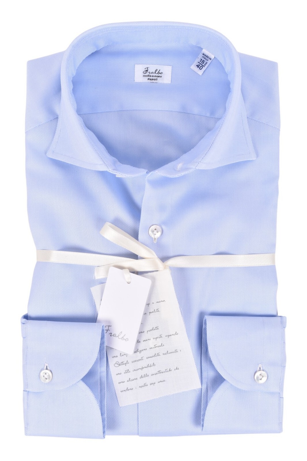 NEW Fralbo Napoli handmade cotton shirt 40 (US 15.75) blue oxford normal fit
