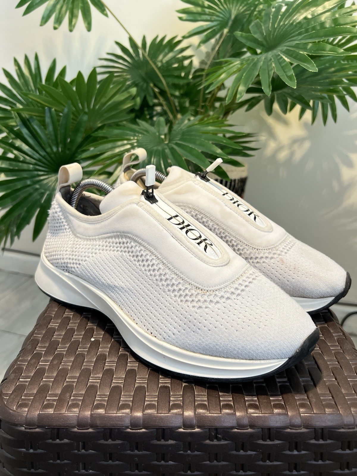 Dior B25 White Knit Fabric Slip-On Sneakers EU 42 || US 9