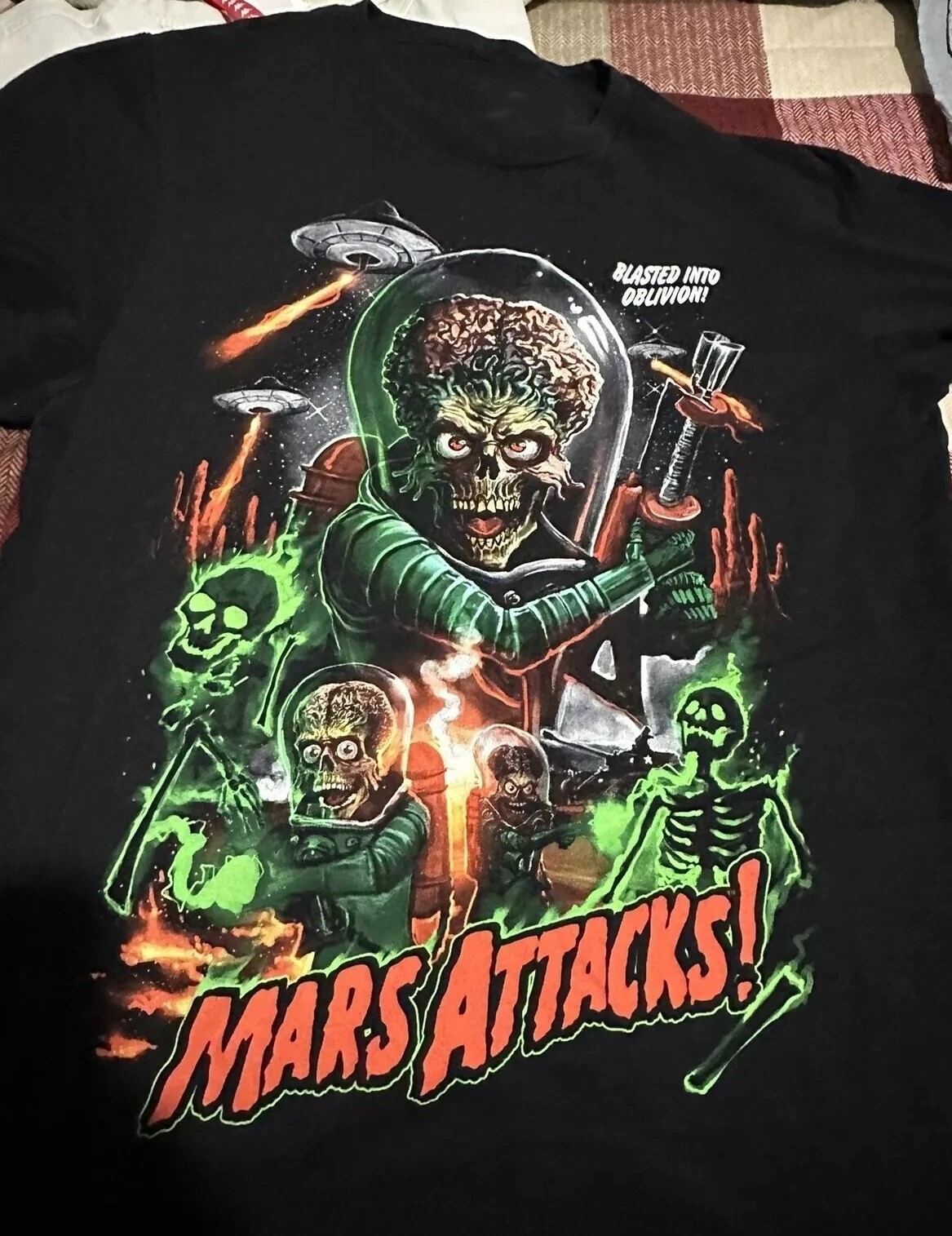 Vintage Mars Attacks 90s T-shirt Black Cotton Unisex All size S-345XL