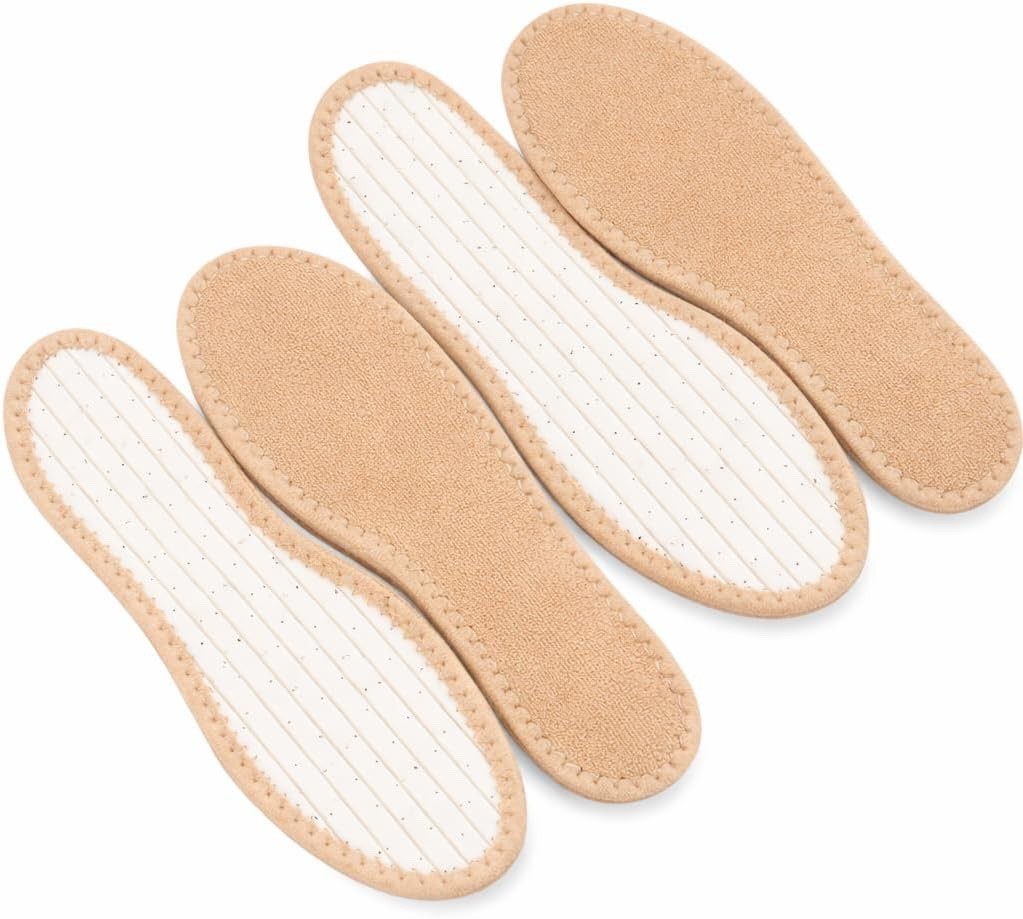 Washable Ventilate Absorbent Sweat Cotton Terry Shoe Insoles Women Men (Tan)
