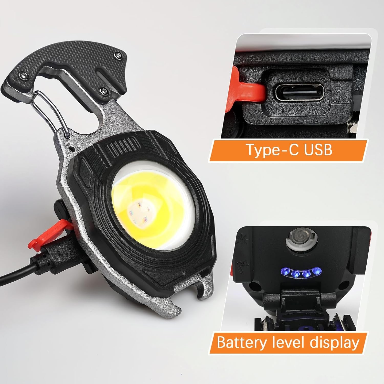 4PC Keychain Flashlight Rechargeable Cob Keychain Work Light 7 Modes High Lumen