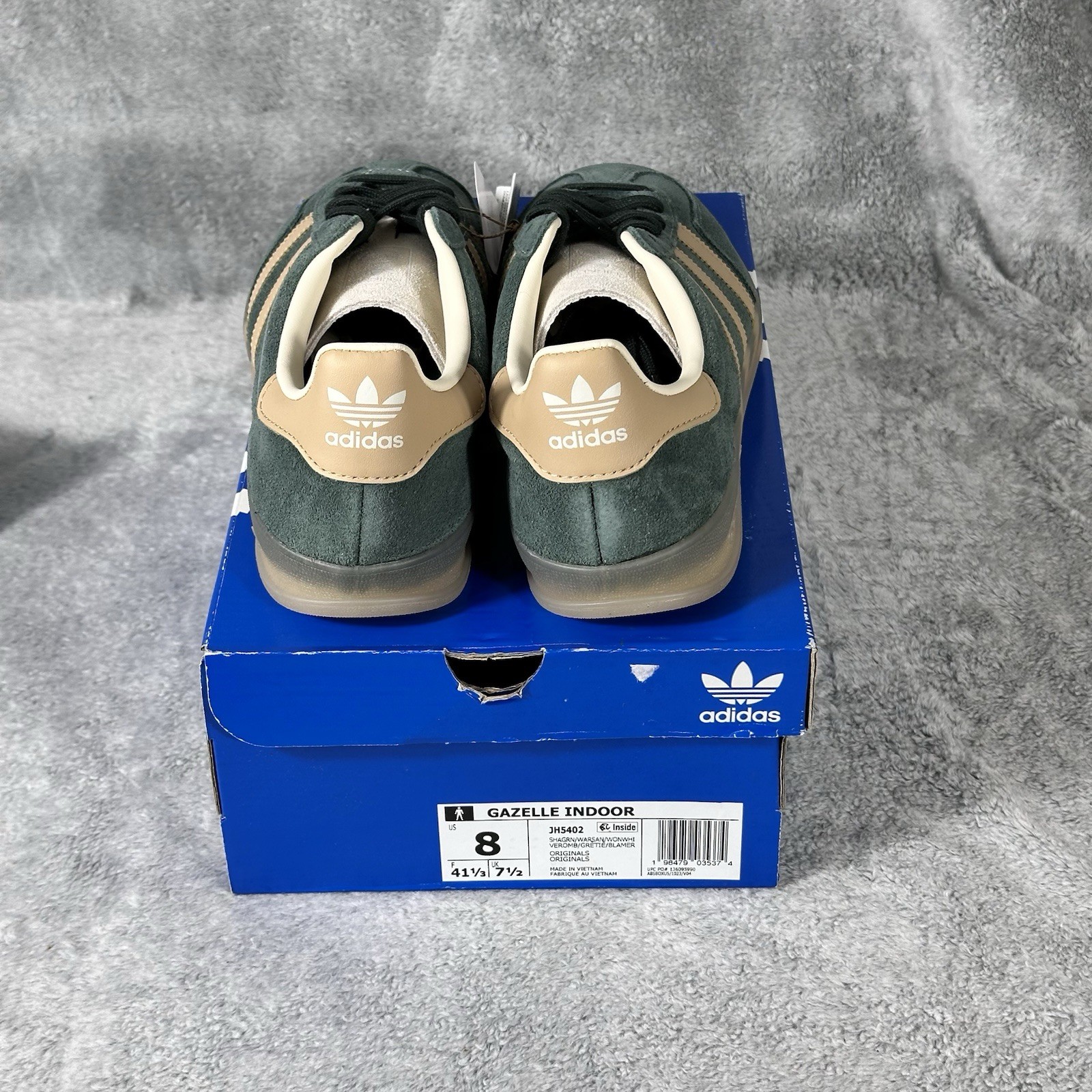 adidas Mens Size 8 Originals Gazelle Indoor Shadow Green Sandstone JH5402 New