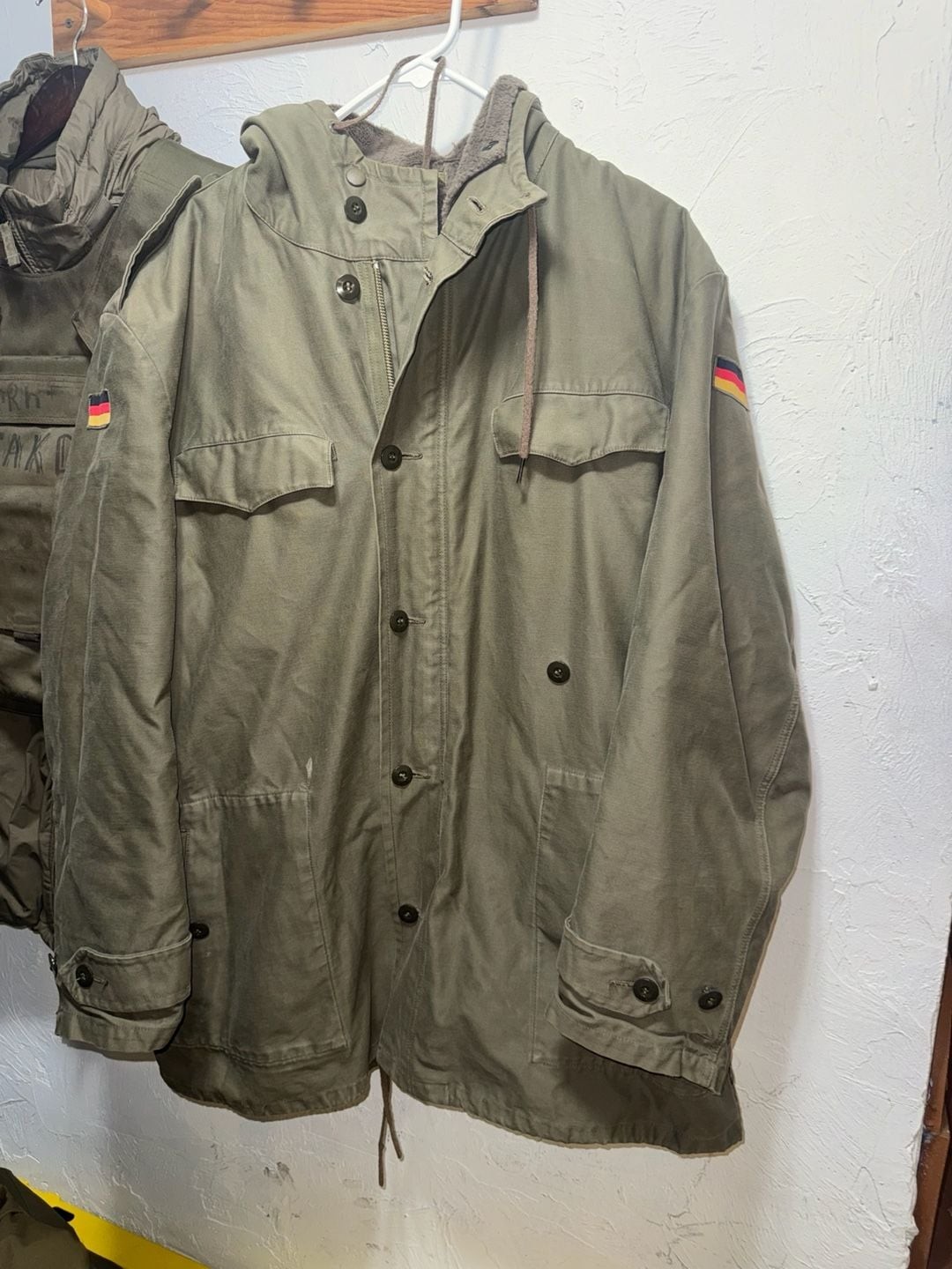 Vintage German Army Olive Drab Parka with Removable Faux Fur Lining