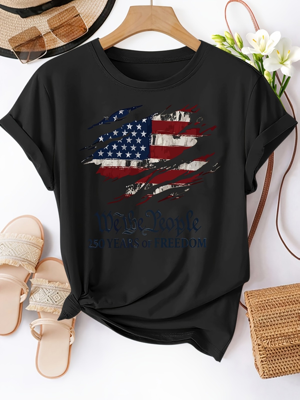Women “We The People 250 Years of Freedom 250th”Anniversary USA T-shirt Tops ❀