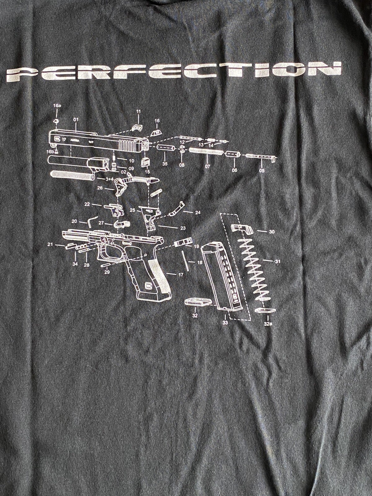 Glock Perfection mens Black shirt logo gun graphic t-shirt tee Size: XXXL