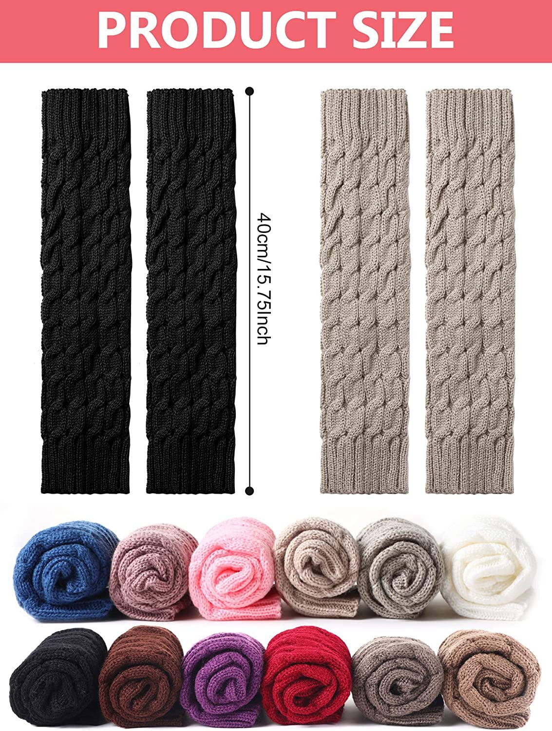Women Winter Warm Crochet Leg Warmers Cable Knit Ladies Knitted Socks Legging US