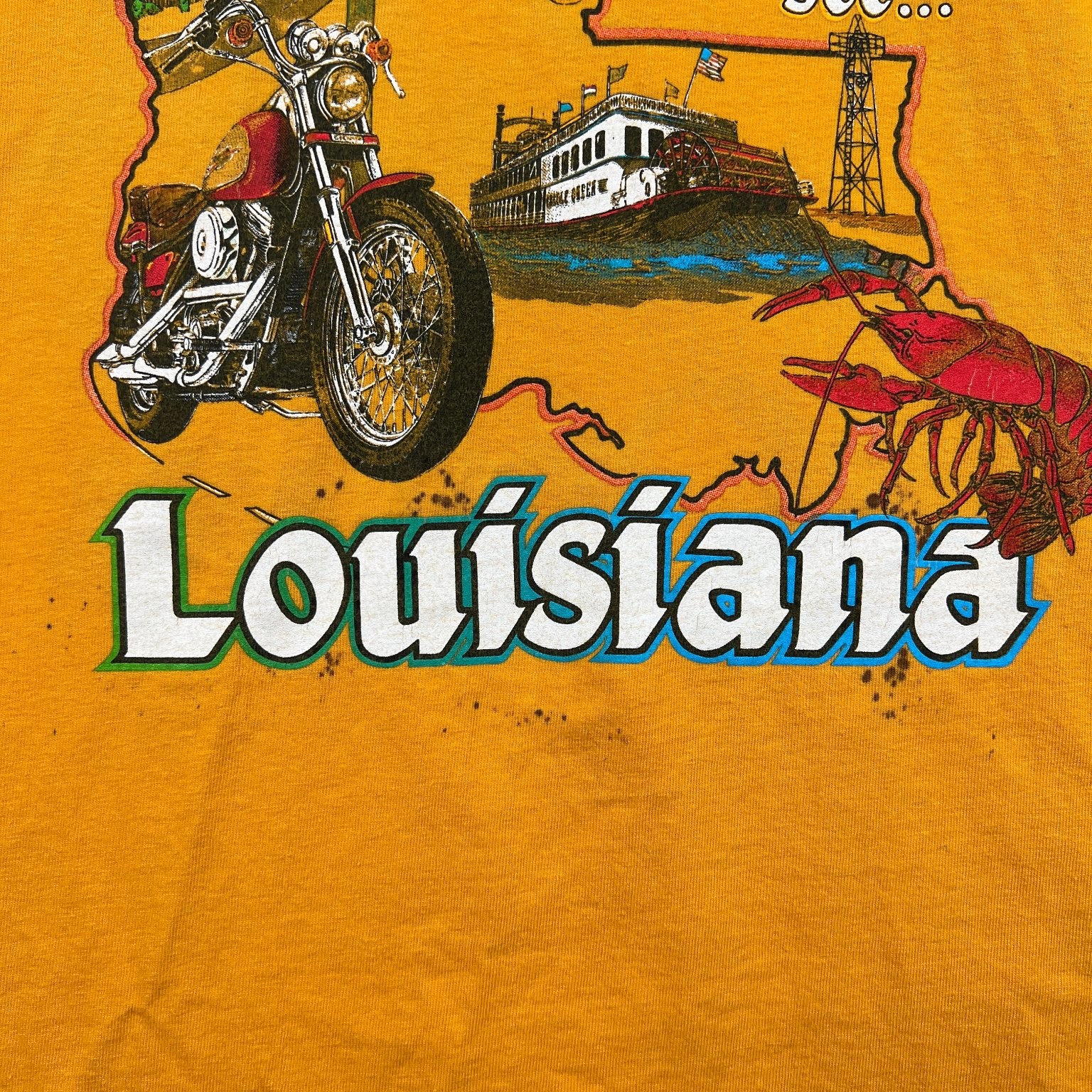 VTG Harley-Davidson T-Shirt Mens XL Yellow New Orleans Bourbon St Louisiana Y2K