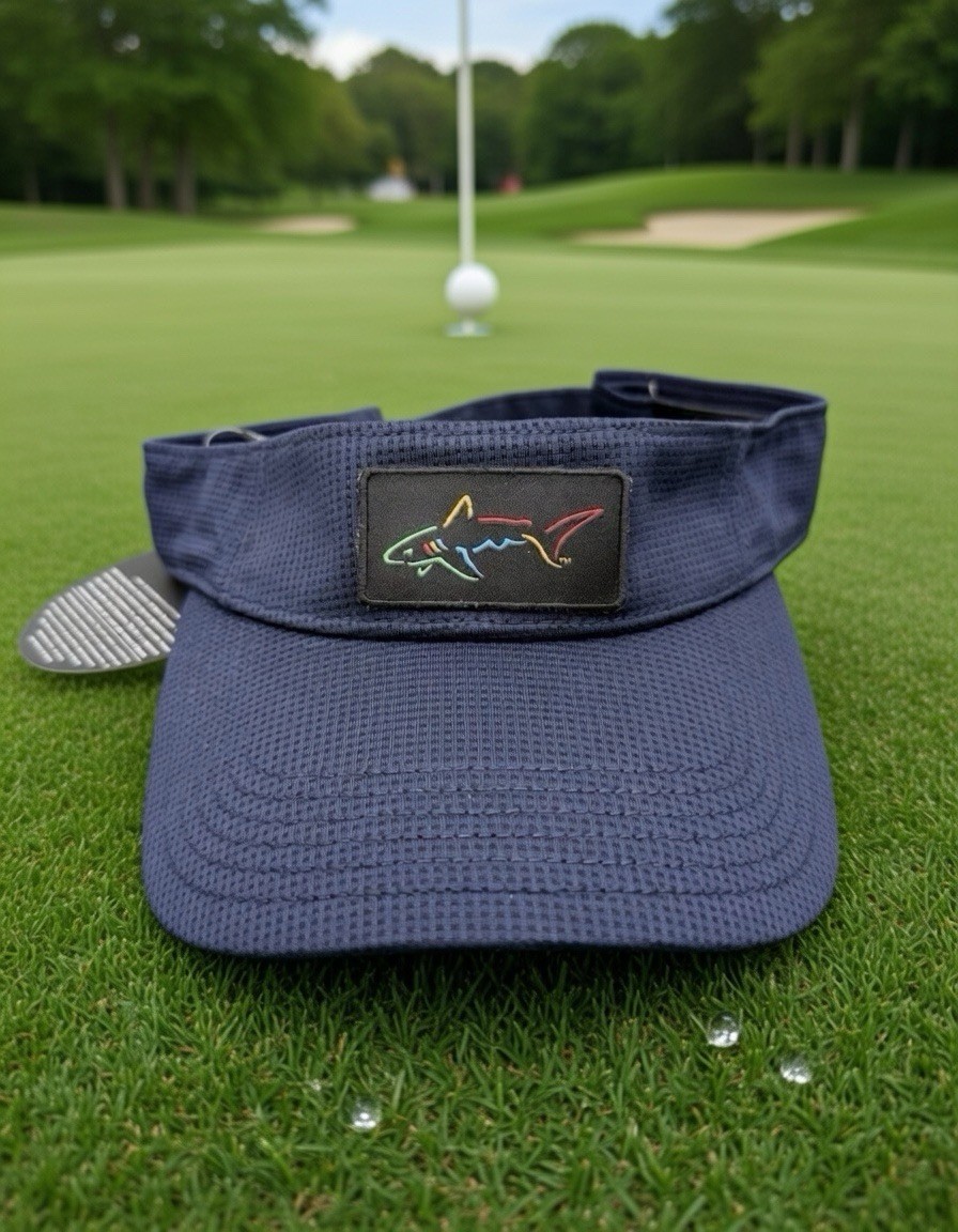 Greg Norman Blue Sun Visor w/Embroidered Shark Logo – Golf Hat Cap NEW!
