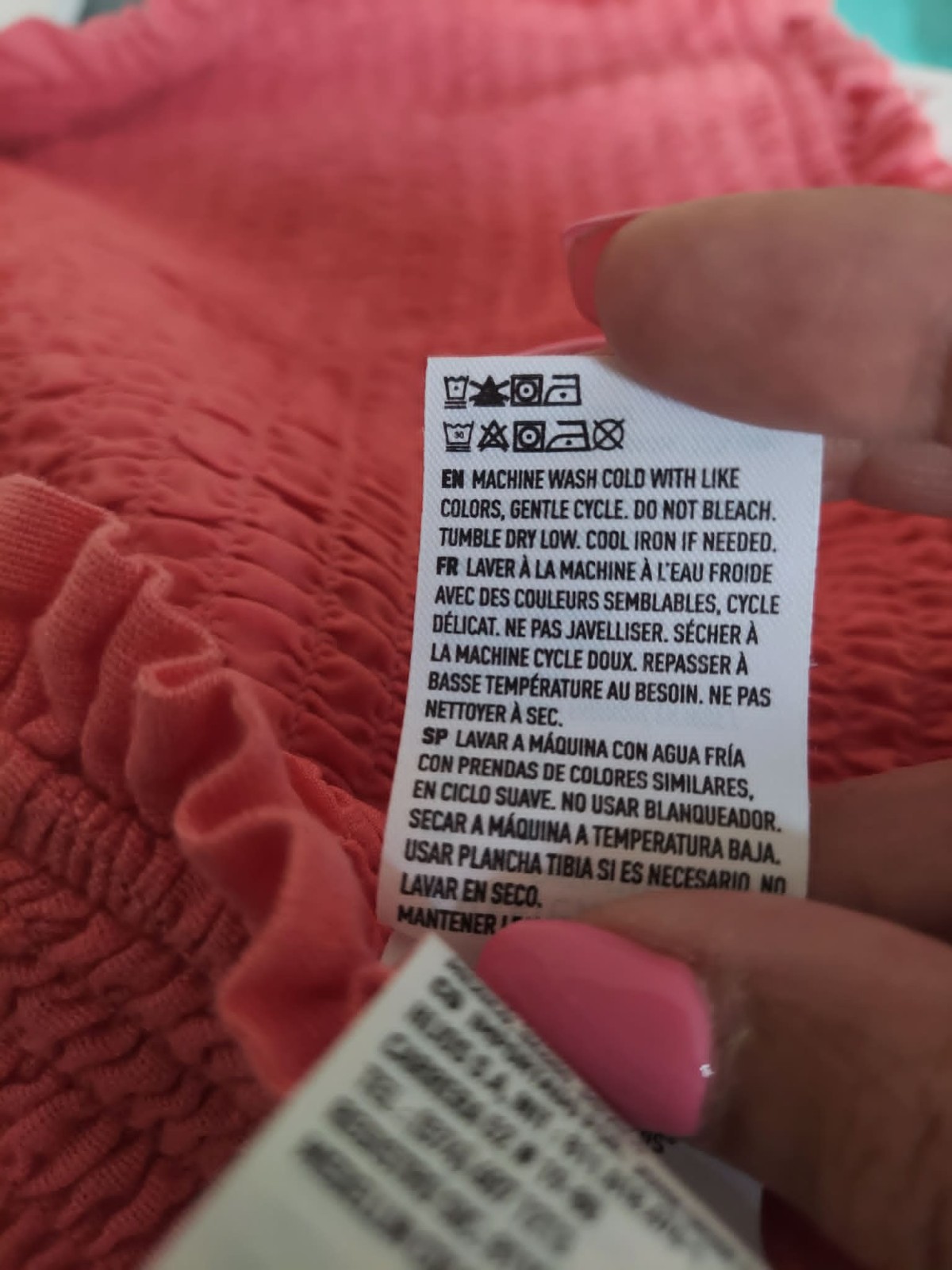 American Eagle Pink Coral Smocked Ruffle Bandeau Tube Top with Back Tie | Size L