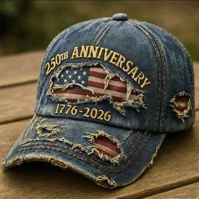 US 250th Anniversary Hat Denim Baseball Cap Patriotic 1776–2026 American