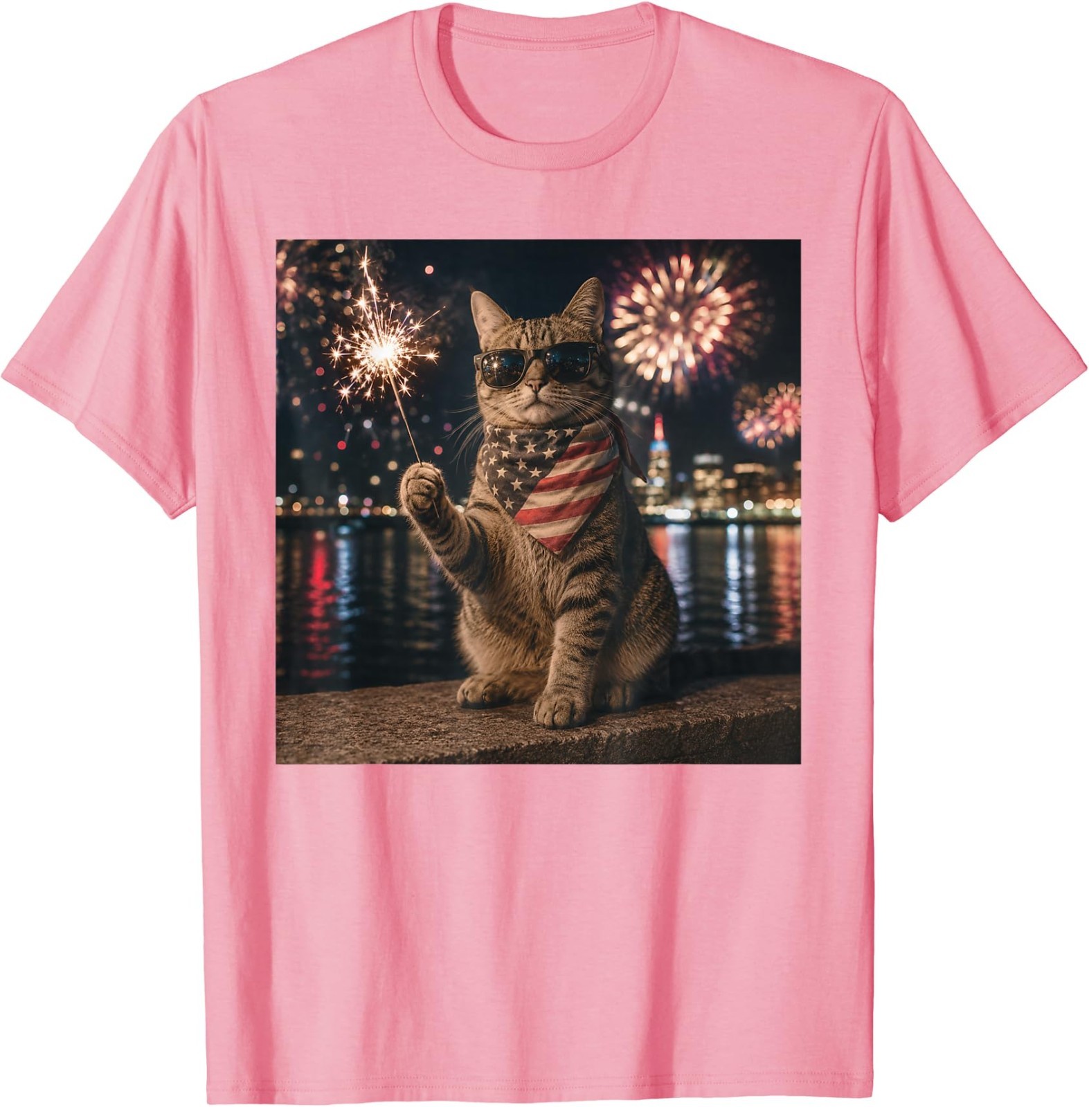 Funny Cat Fireworks Meme Patriotic 4th of July Cat Lovers T-Shirt