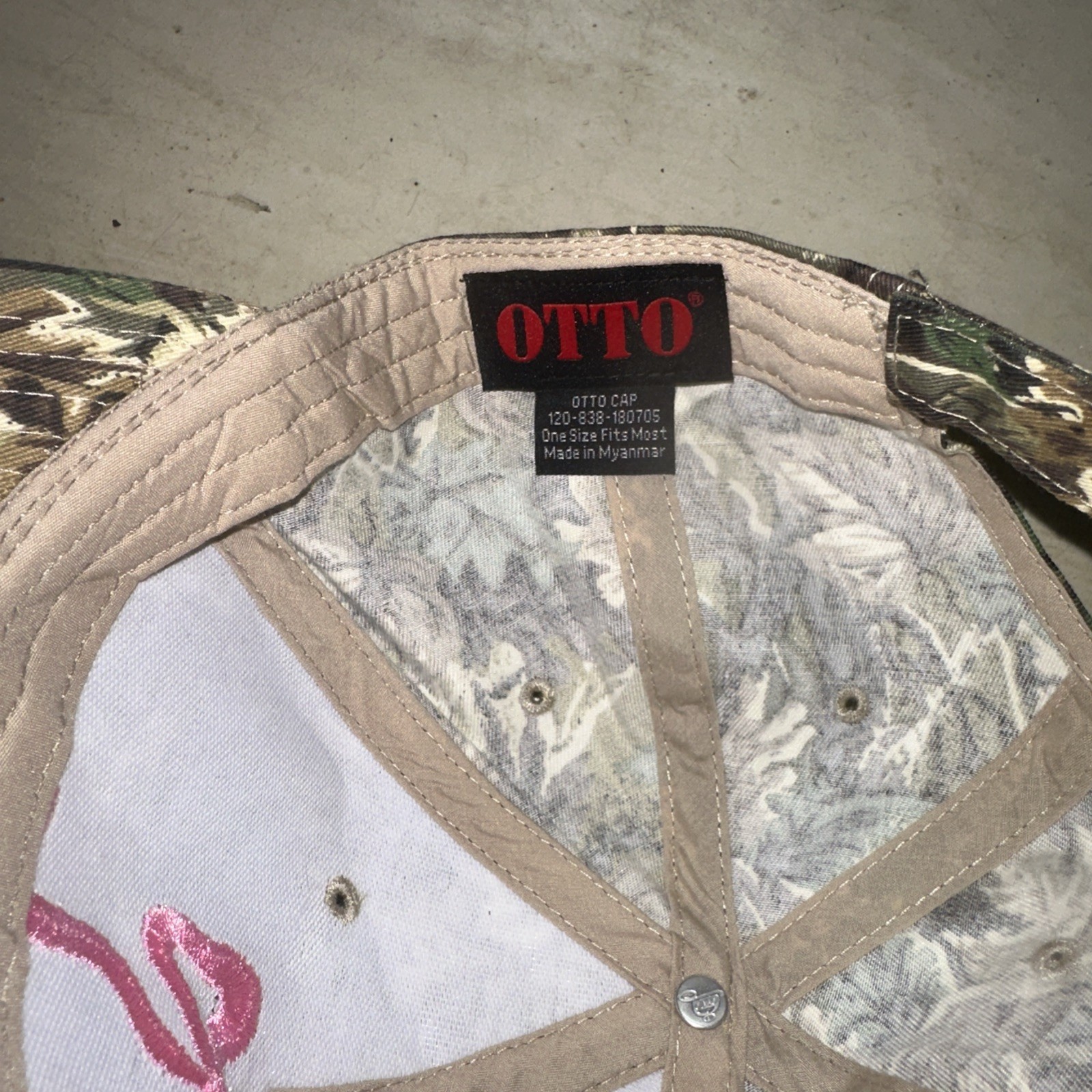 Pink Ribbon Breast Cancer Foundation camouflage adjustable cap Camo Hat Otto