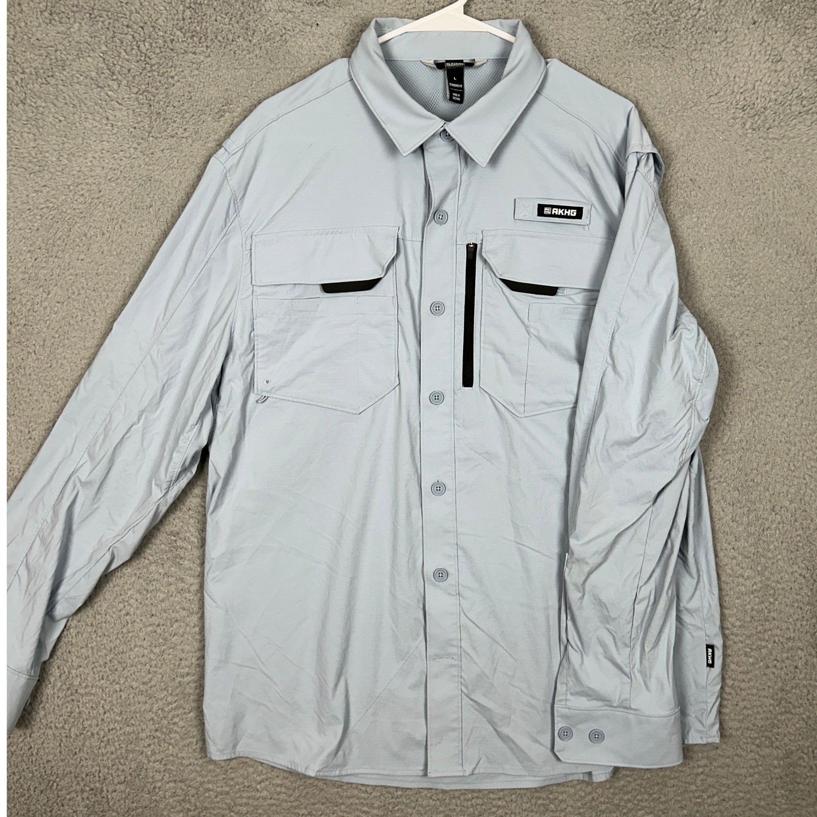 Alaskan Hardgear Duluth Trading Co Shirt Men Large Blue Fishing Hiking Button Up
