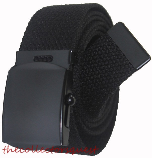 NEW 1.5″ inch WIDE ADJUSTABLE CANVAS MILITARY WEB GOLF BLACK BELT BUCKLE