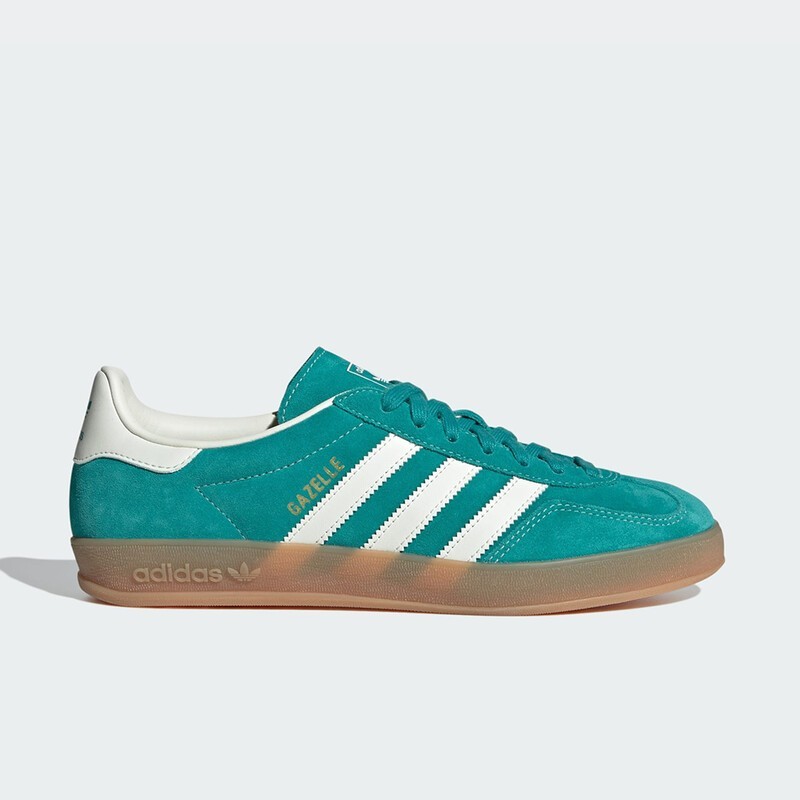 Adidas Gazelle Indoor Pure Teal Off White Gold Womens Sports Sneaker JQ8391