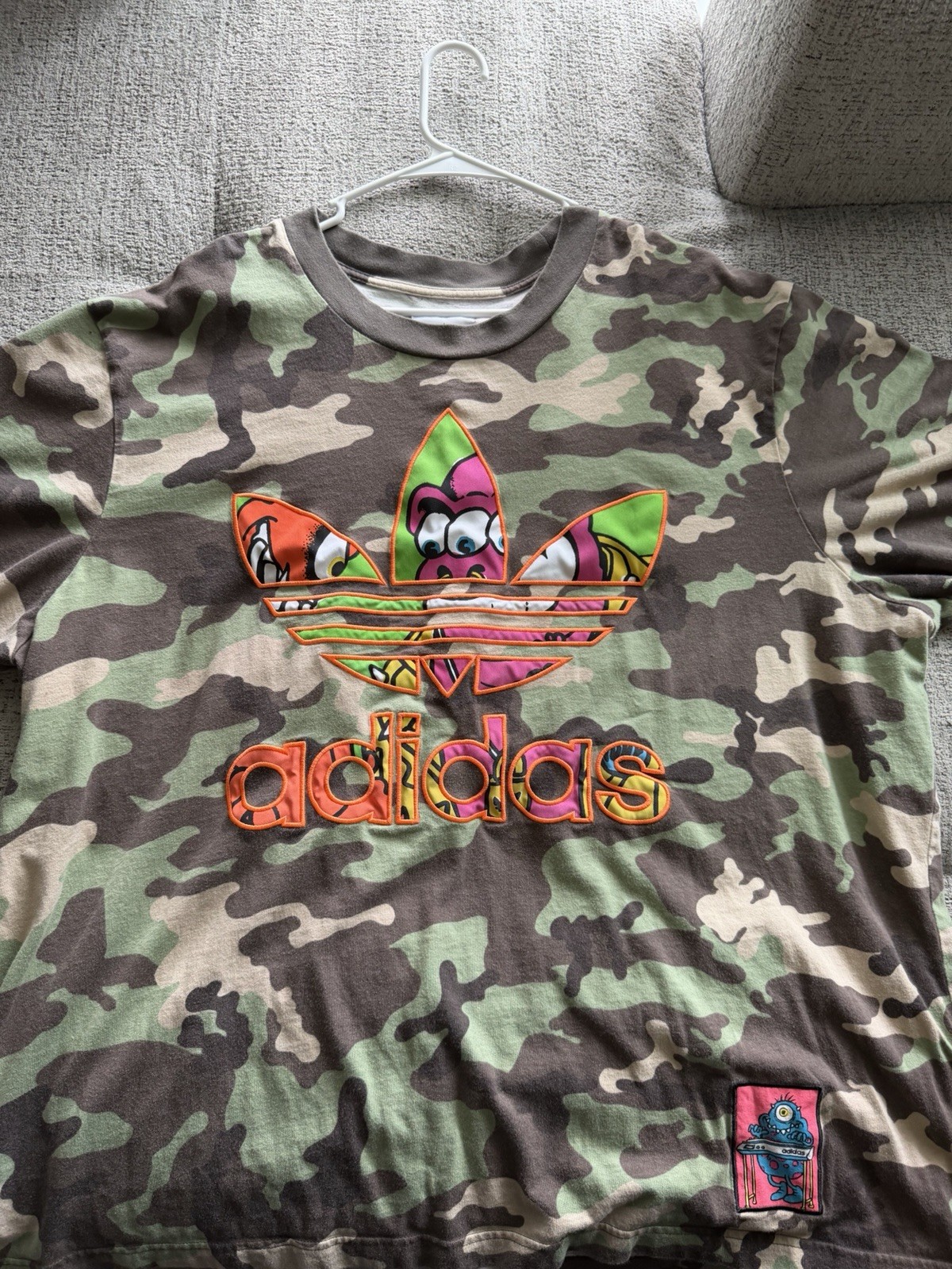 adidas Originals x Jeremy Scott Camo Graphic Tee Embroidered SS Crew 2XL Men