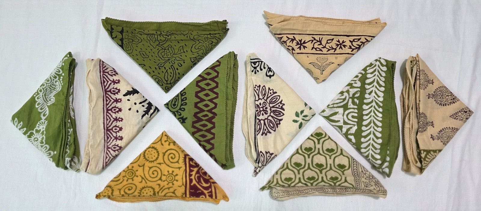 10 Pieces Set Bandana Block Print Bandana Georgette Pattern 21″x21″ Big Scarf