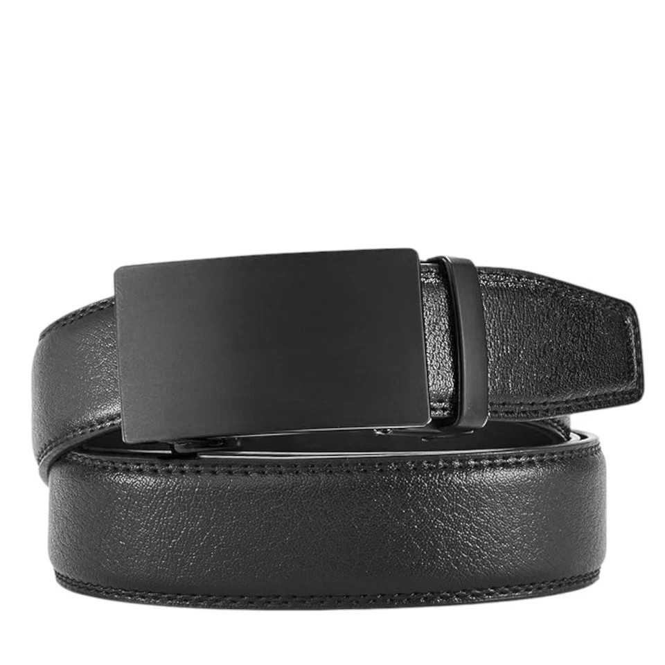 Genuine Leather Men’s Ratchet Belt Belts For Men Adjustable Automatic Buckle