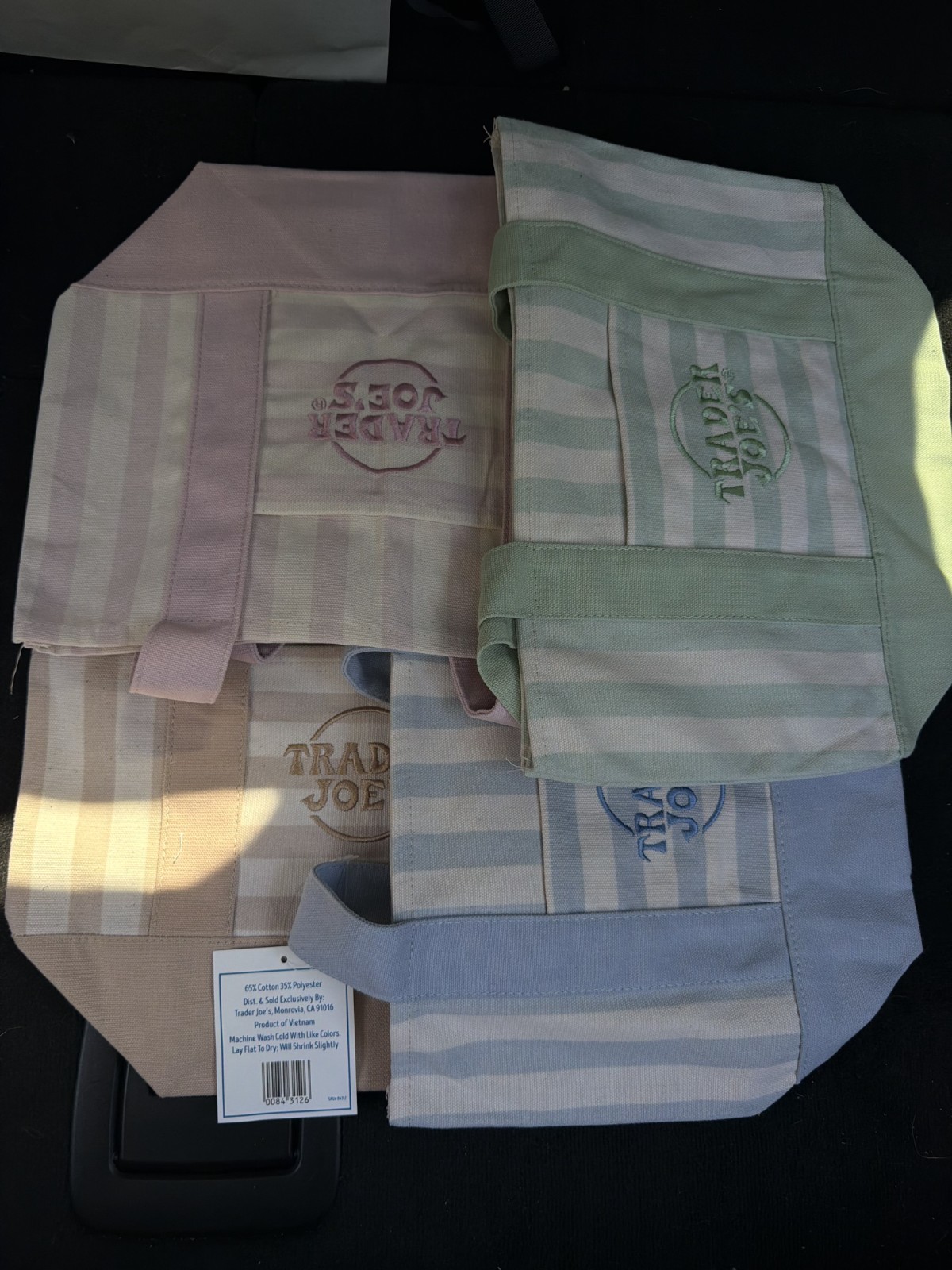 Trader Joe’s Mini Pastel Stripe Canvas Tote Bag Limited Edition Set Of 4