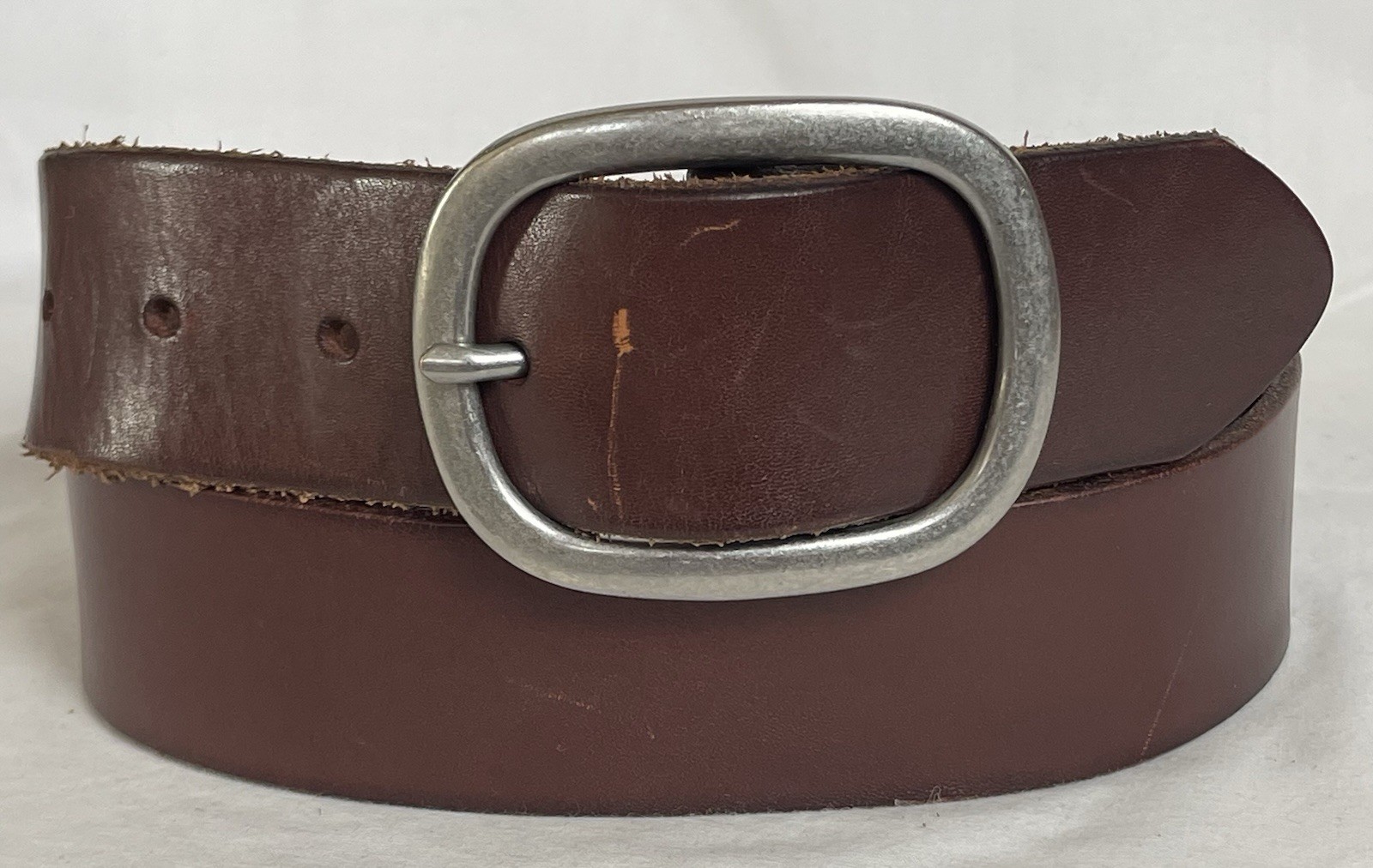 90s Gap Genuine Leather Belt Womens Sz M/34 Brown Brass Oval Buckle