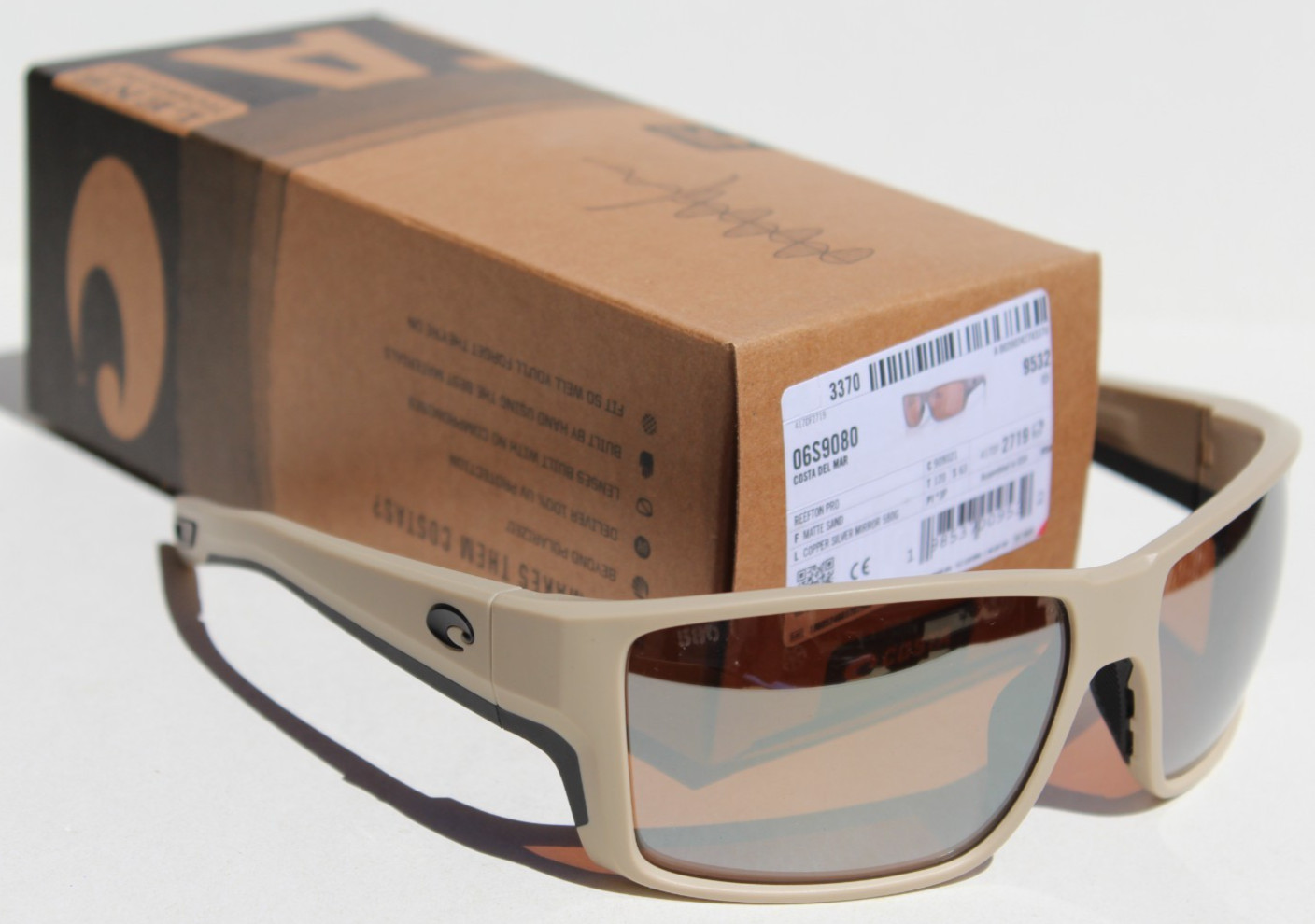 COSTA DEL MAR Reefton Pro 580G POLARIZED Sunglasses Matte Sand/Copper Silver NEW
