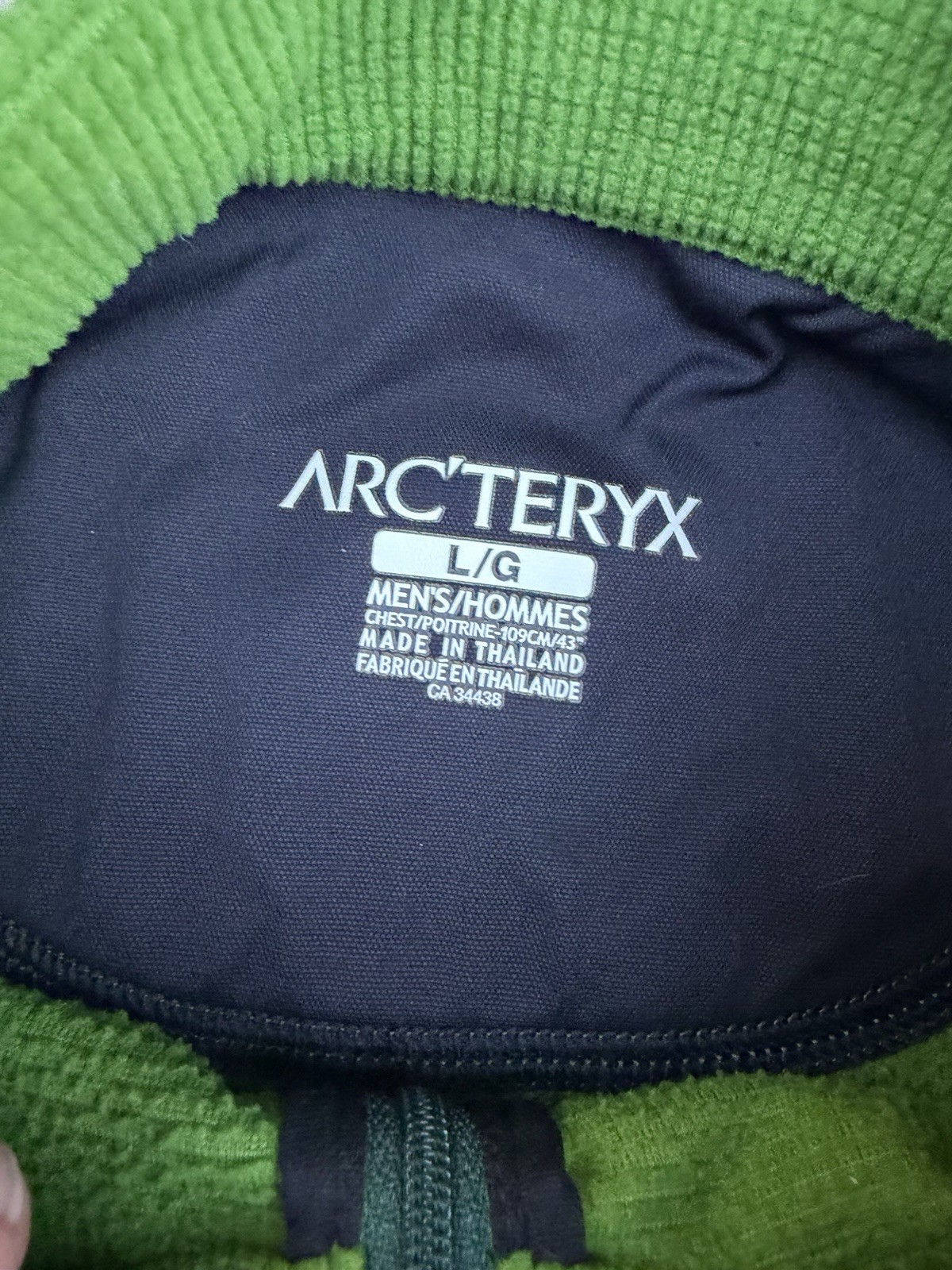 Arc’teryx Men’s Half-Zip Sweater Olive Polartec Waffle Grid Fleece Large