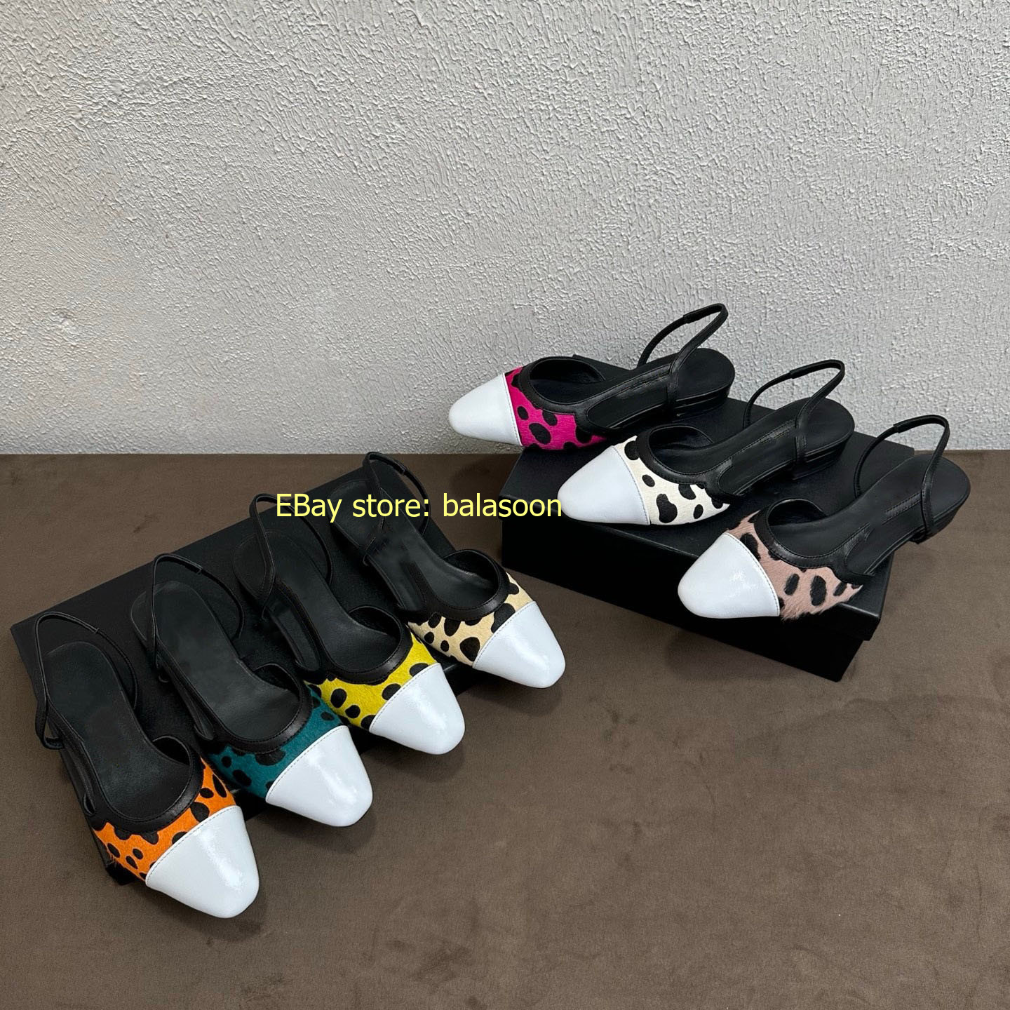 Spring Summer 2026 Genuine Leather Spliced Leopard Single Shoes Multi-Style35-43