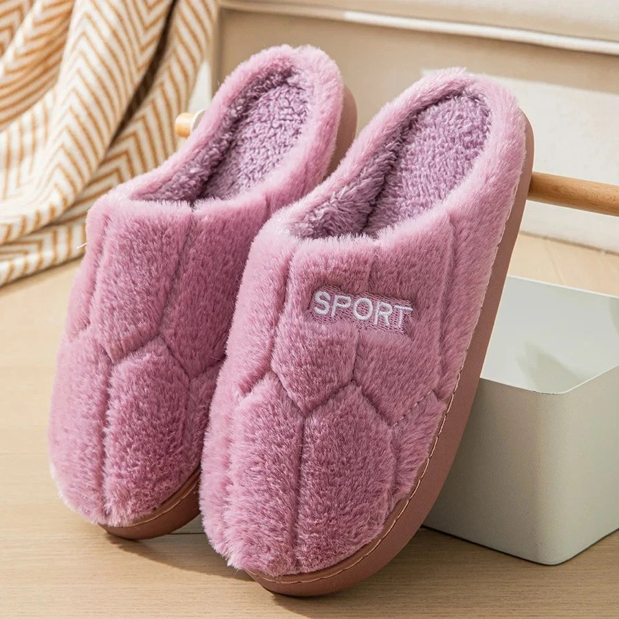 Winter Cotton Slippers Warm Plush Non-Slip Indoor Shoes for Men Women