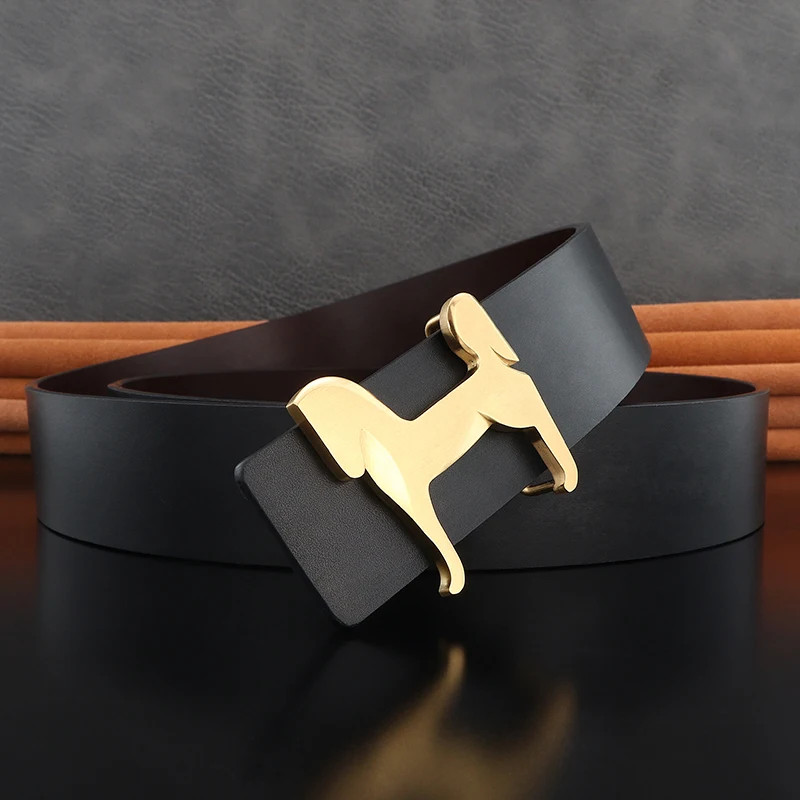 Grade Stainless steel horse 3.8cm wide slide buckle men belts High genuine.