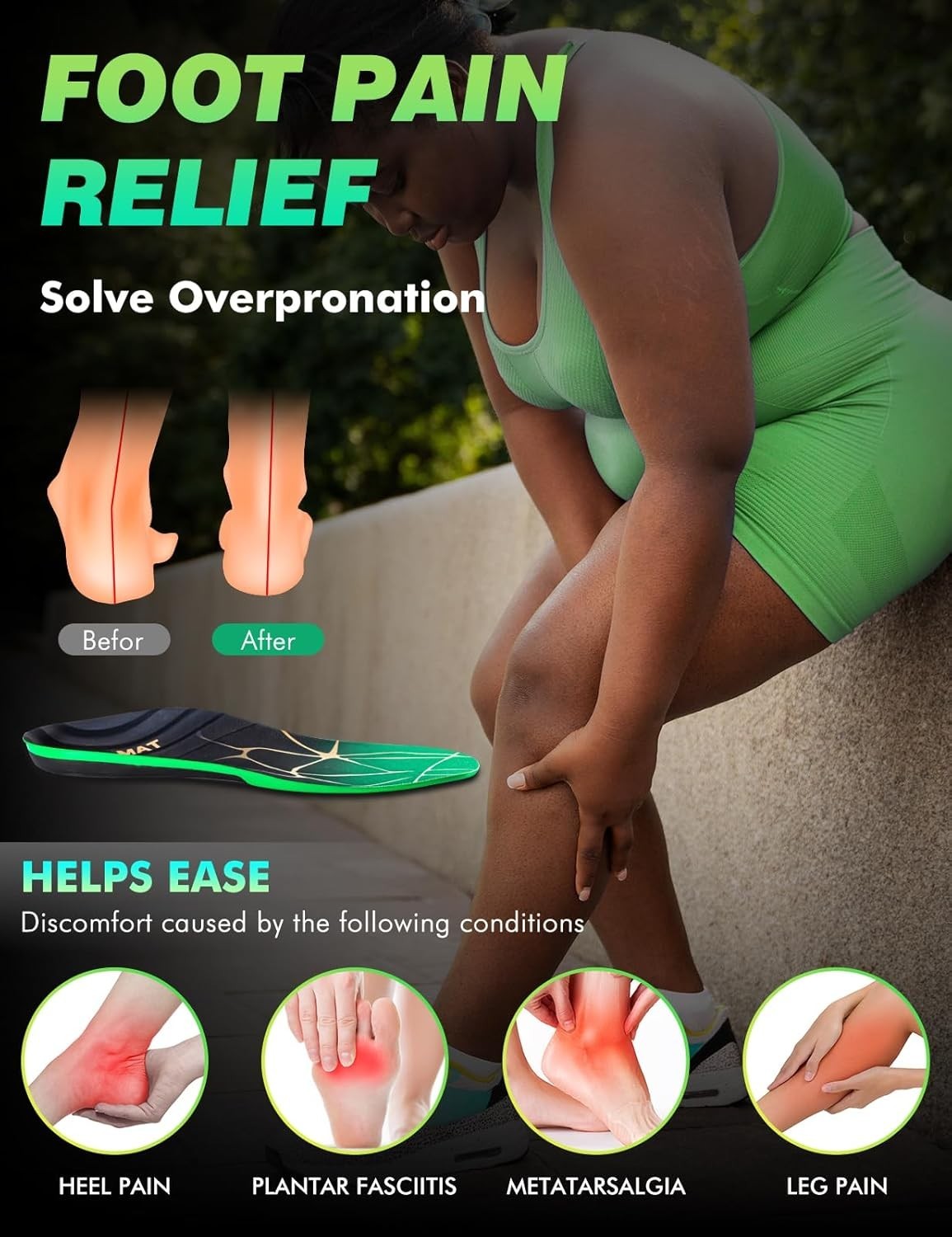 Plantar Fasciitis High Arch Support Insoles for Men Women, Arch Support Inserts.