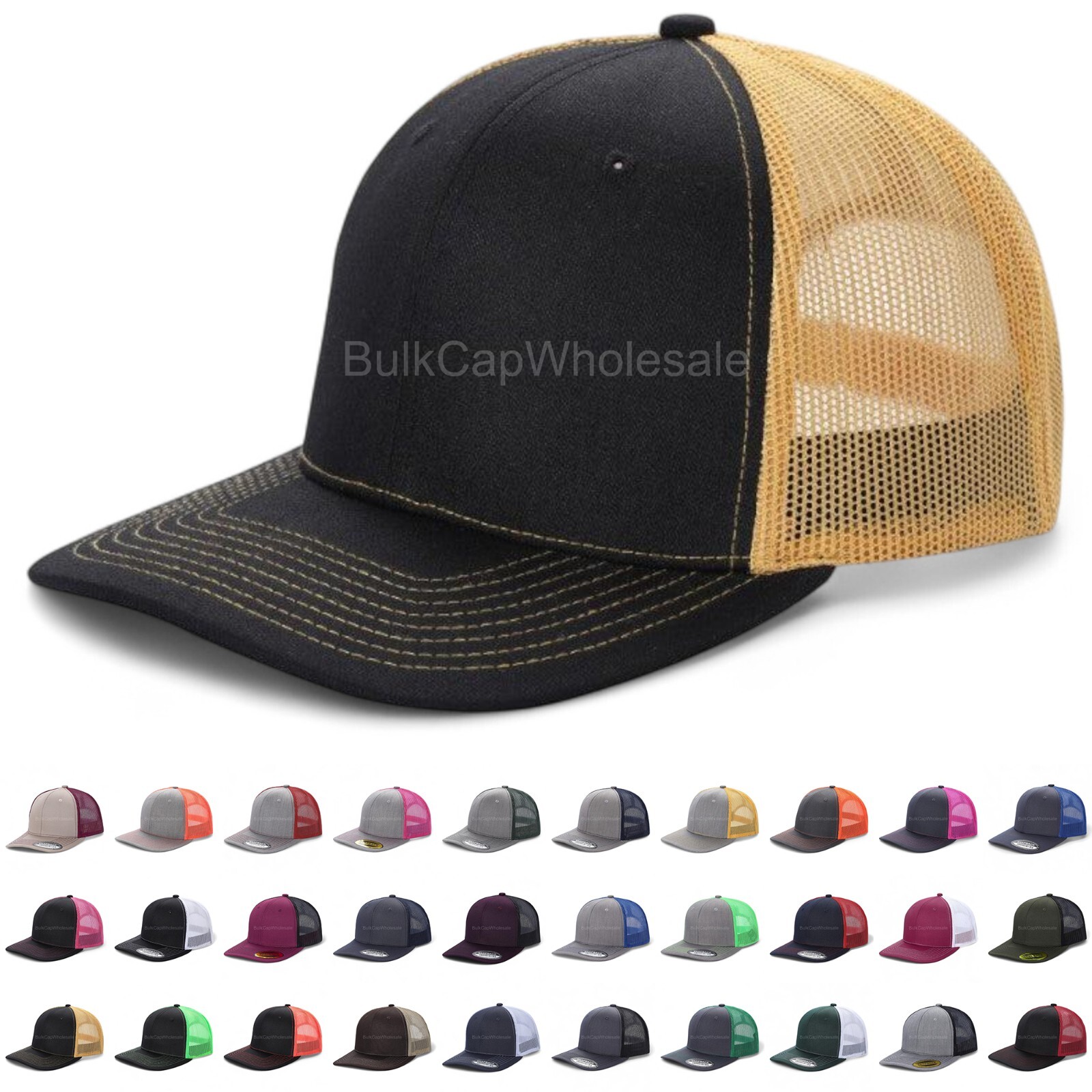 Mens Baseball Cap Snapback Hat Cotton Trucker Mesh Solid Adjustable Size Women