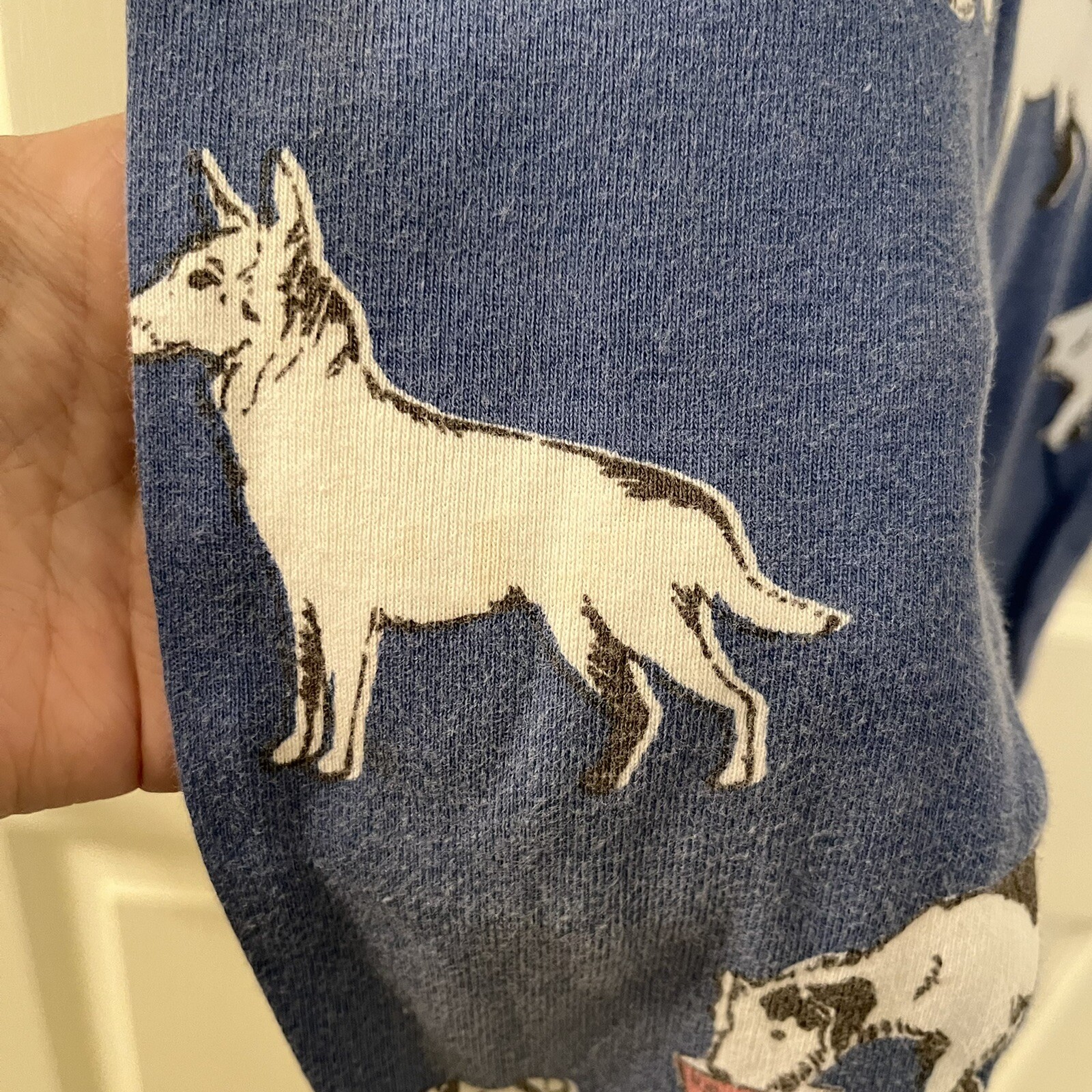 Mini Boden One Piece Footless Pajamas Blue Dog Sprout Button Front Size 3 years