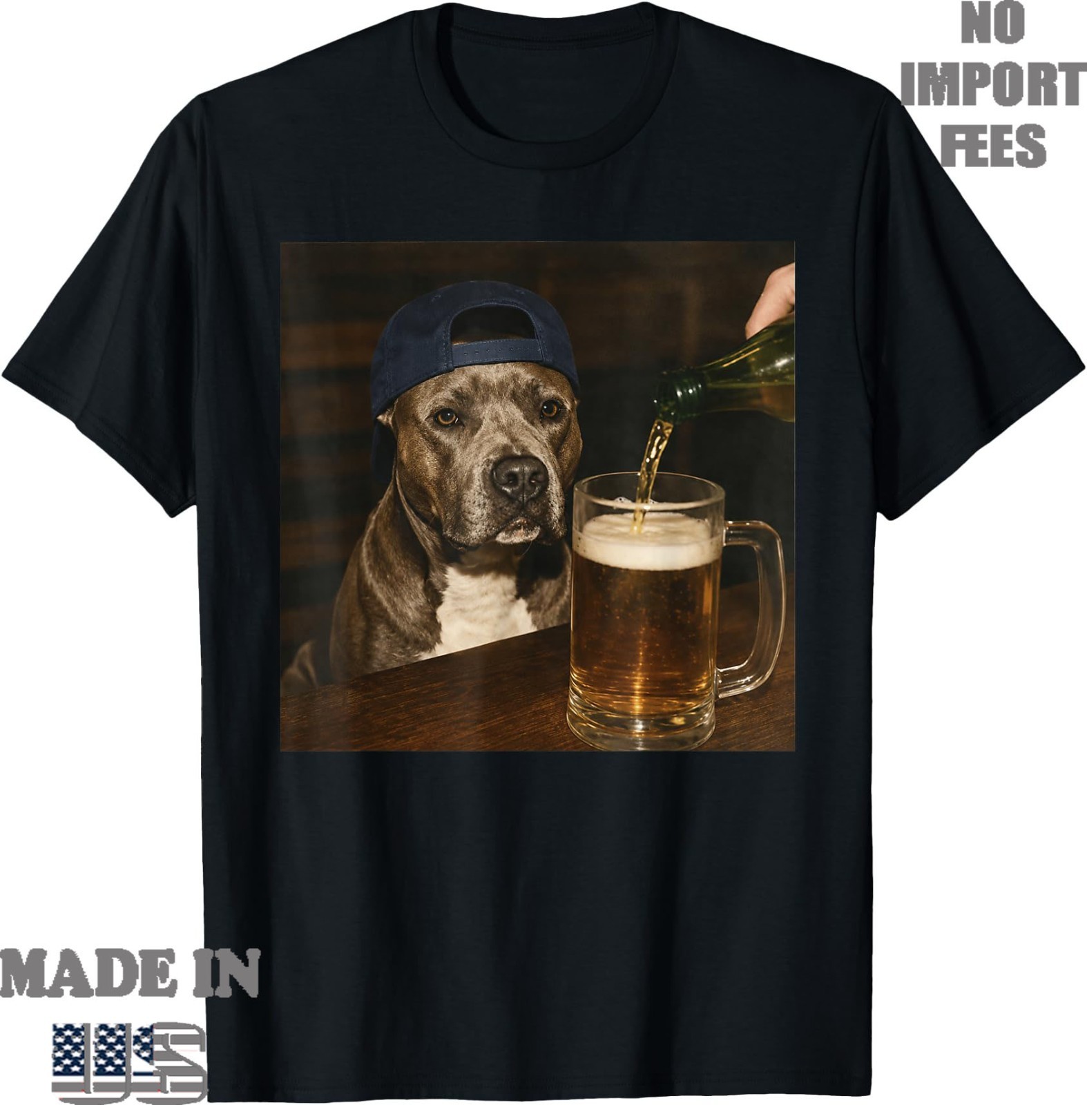 Pitbull Drinking Beer Funny Pitbull Dog Beer Meme Graphic T-Shirt, Unisex Tee