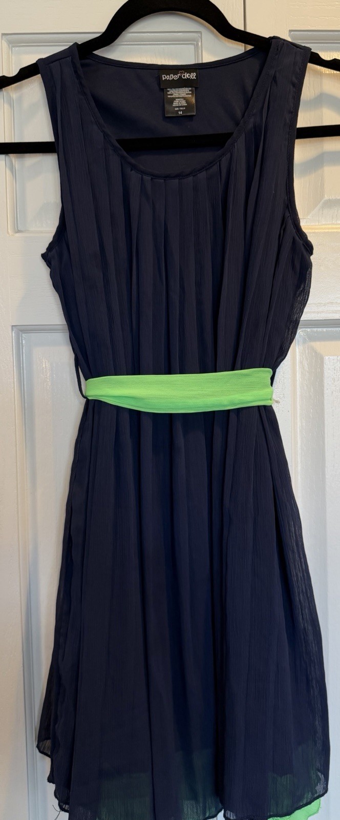 Beautiful Girls Dress Easter Any Occasion Size 14 Navy/Green w Tie Great shape