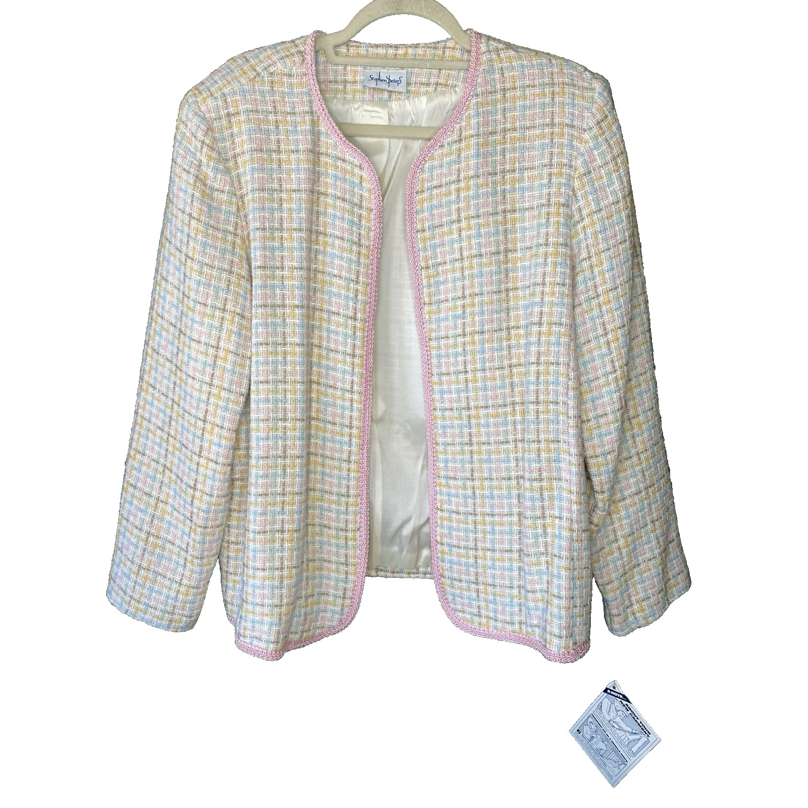 VINTAGE NEW Stephen Peters Womens Large* Pastel Tweed Corporate Career Business
