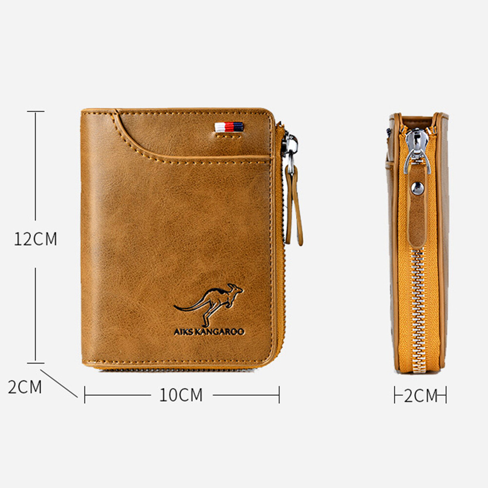Waterproof Mens RFID Blocking Leather Wallet Credit Card ID Holder Zipper Purse