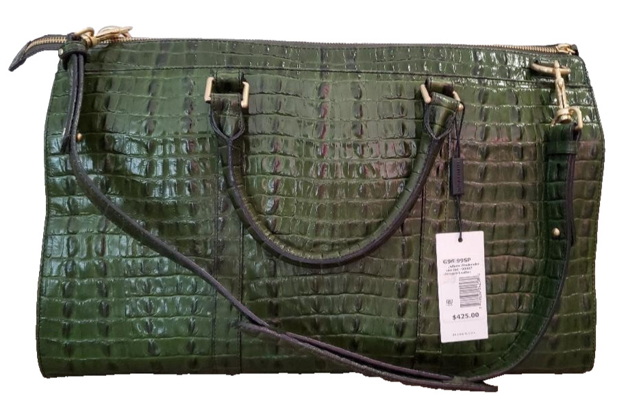NEW Dustbag Rare Brahmin Anywhere Weekender Bag Green La Scala Tote CHARM Croc