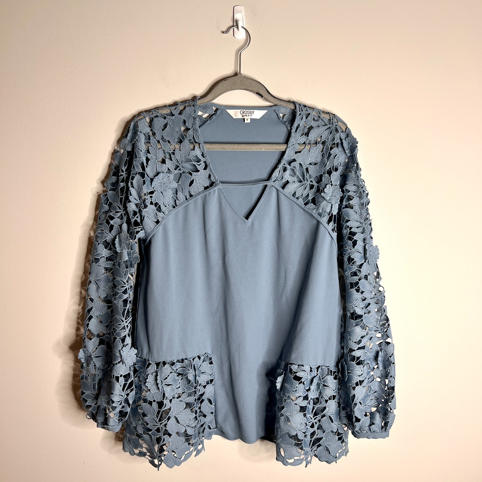 Crosby by Mollie Burch Eyelet Floral Lace Cutout Flowy Top Fairycore Ethereal M