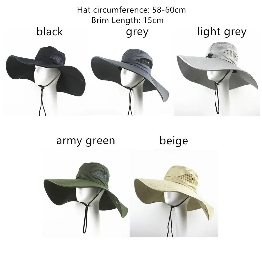 Men Wide Brim Sun Hat UV Protection Bucket Cap for Hiking Camping Fishing Safari