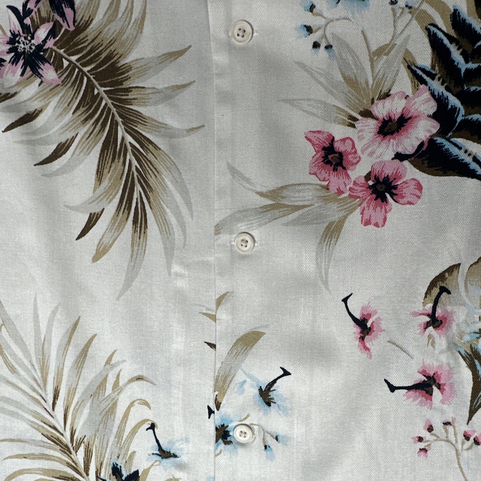 Club Room Luxury Men’s XXL Silk Rayon Hawaiian Shirt Floral Tropical Camp Beige