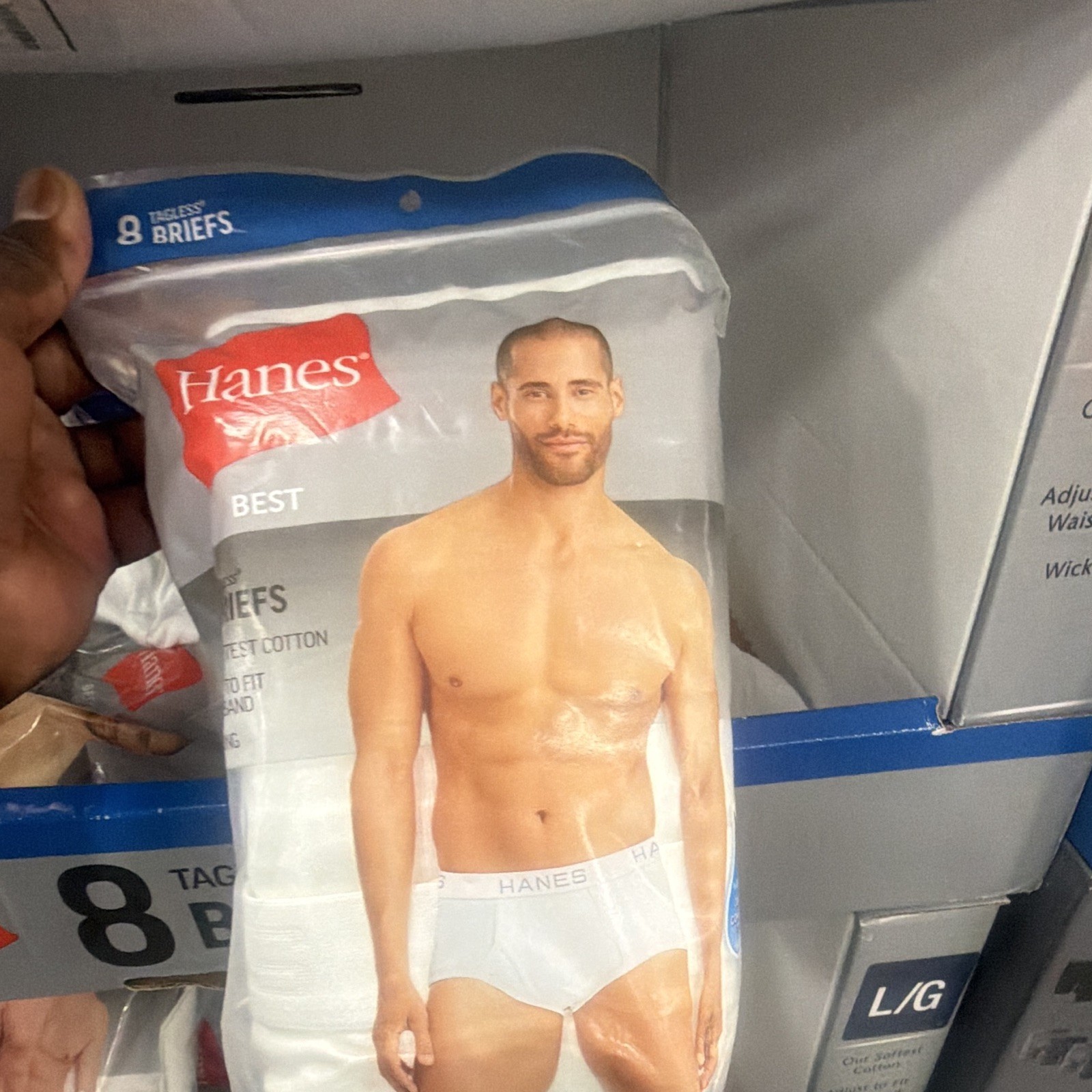 Hanes Men’s Tagless Cotton Jersey Brief Underwear 8-Pack White Size L/G