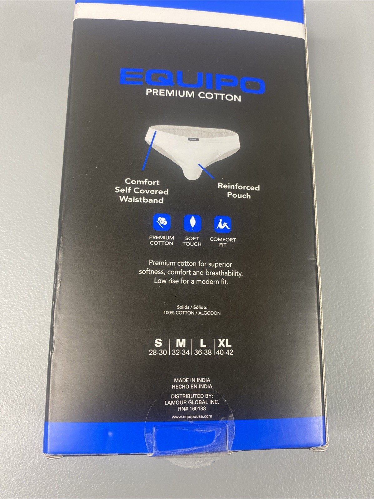 EQUIPO 5PK Bikini Briefs Large White Premium Cotton Comfort Fit Underwear 36-38