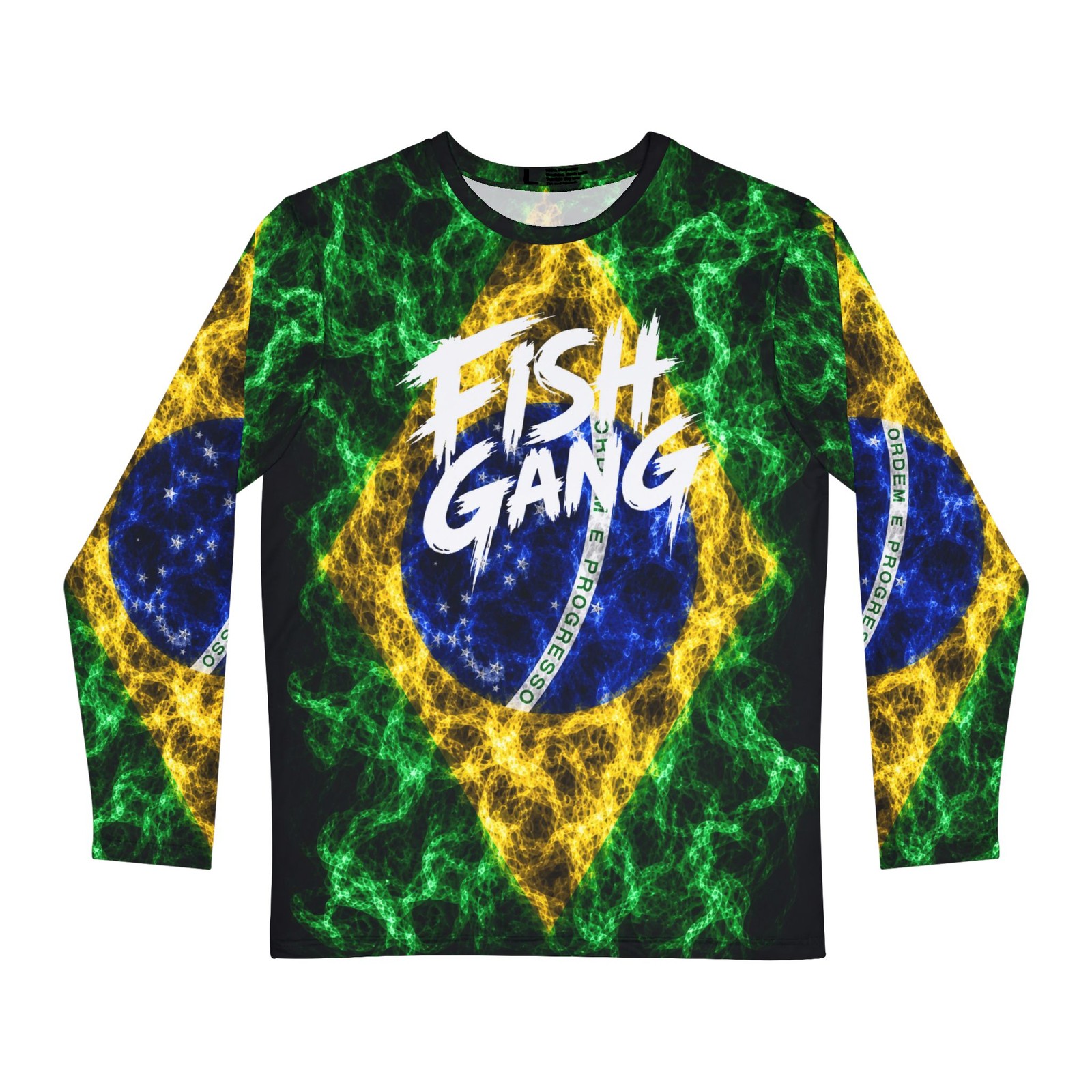 Men’s Long Sleeve Shirt | Fish Gang | Brazilian Flag | 100% Polyester