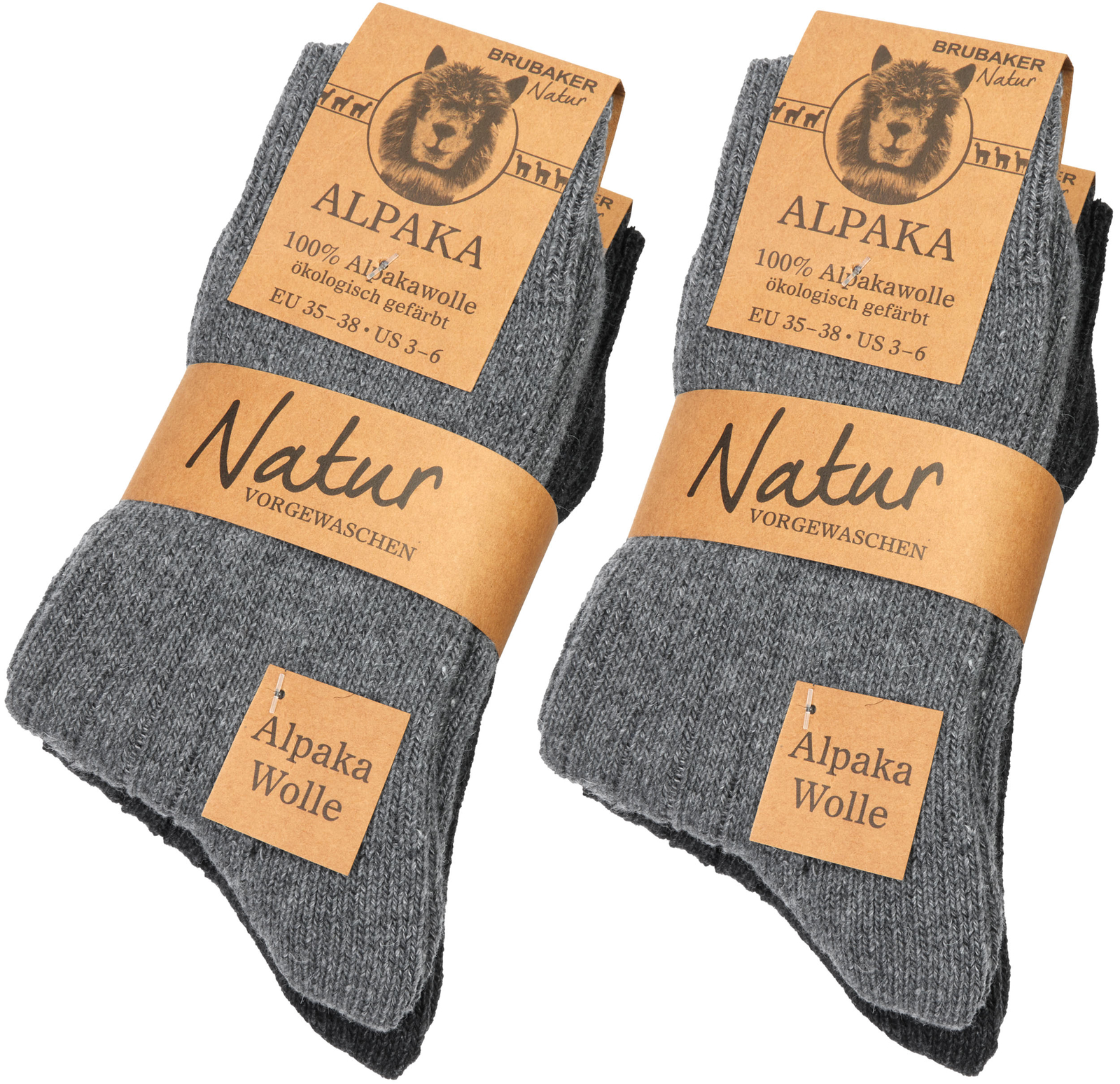 BRUBAKER 4 Pairs Alpaca Wool Socks – Fine Knit Socks for Women and Men