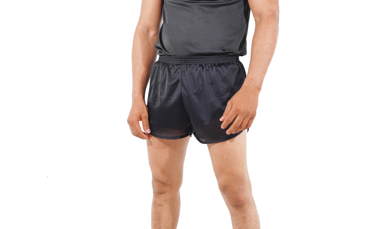 Men’s Black Nylon Running Track Shorts PT Training Silkies Ranger Panties