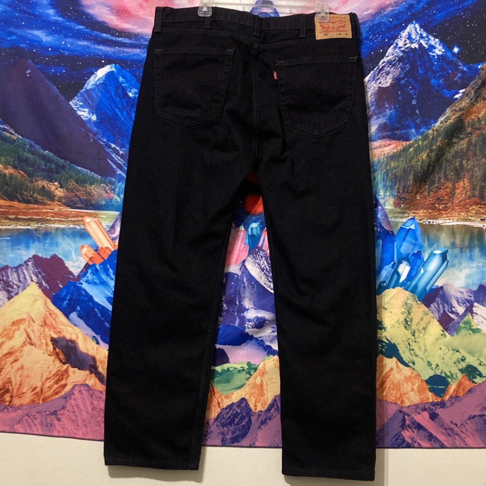 Levi’s Men’s Series 505 Black Dark Wash Denim Jeans Regular Fit Straight 38×32