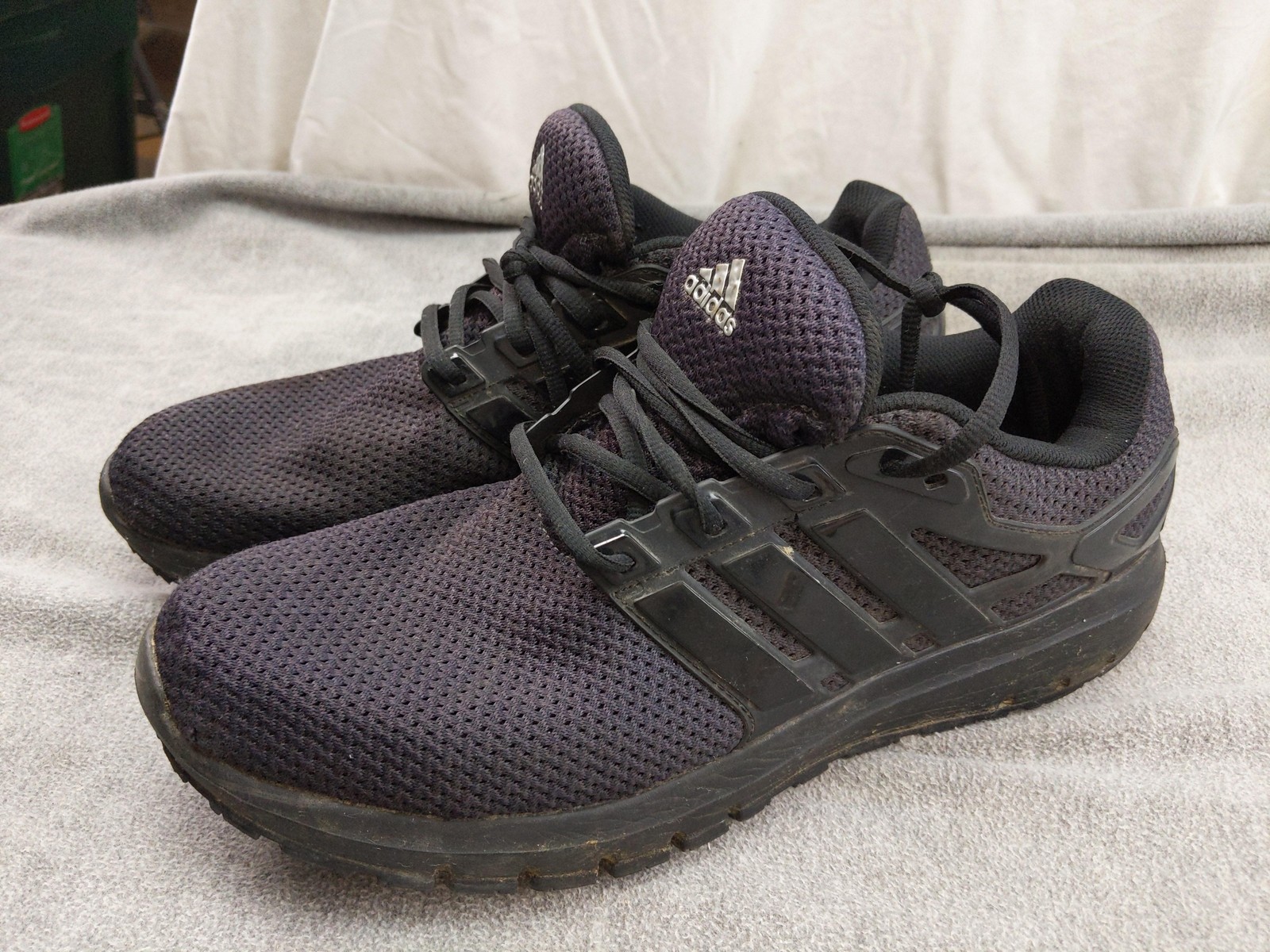 Adidas Cloudfoam Shoes Mens 12 46 2/3 Black Mesh Running Sneakers S81023